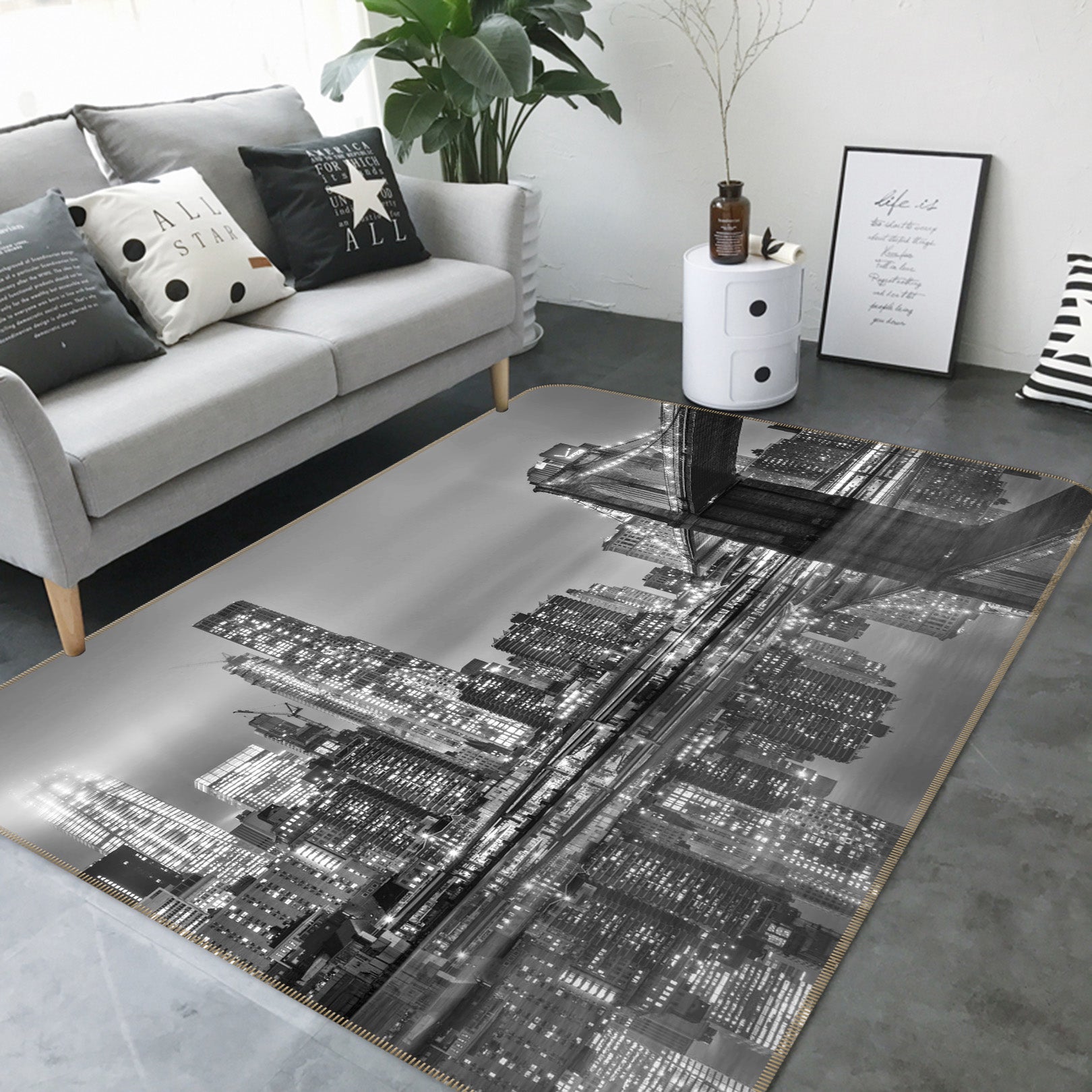 3D Grey City 1095 Marco Carmassi Rug Non Slip Rug Mat