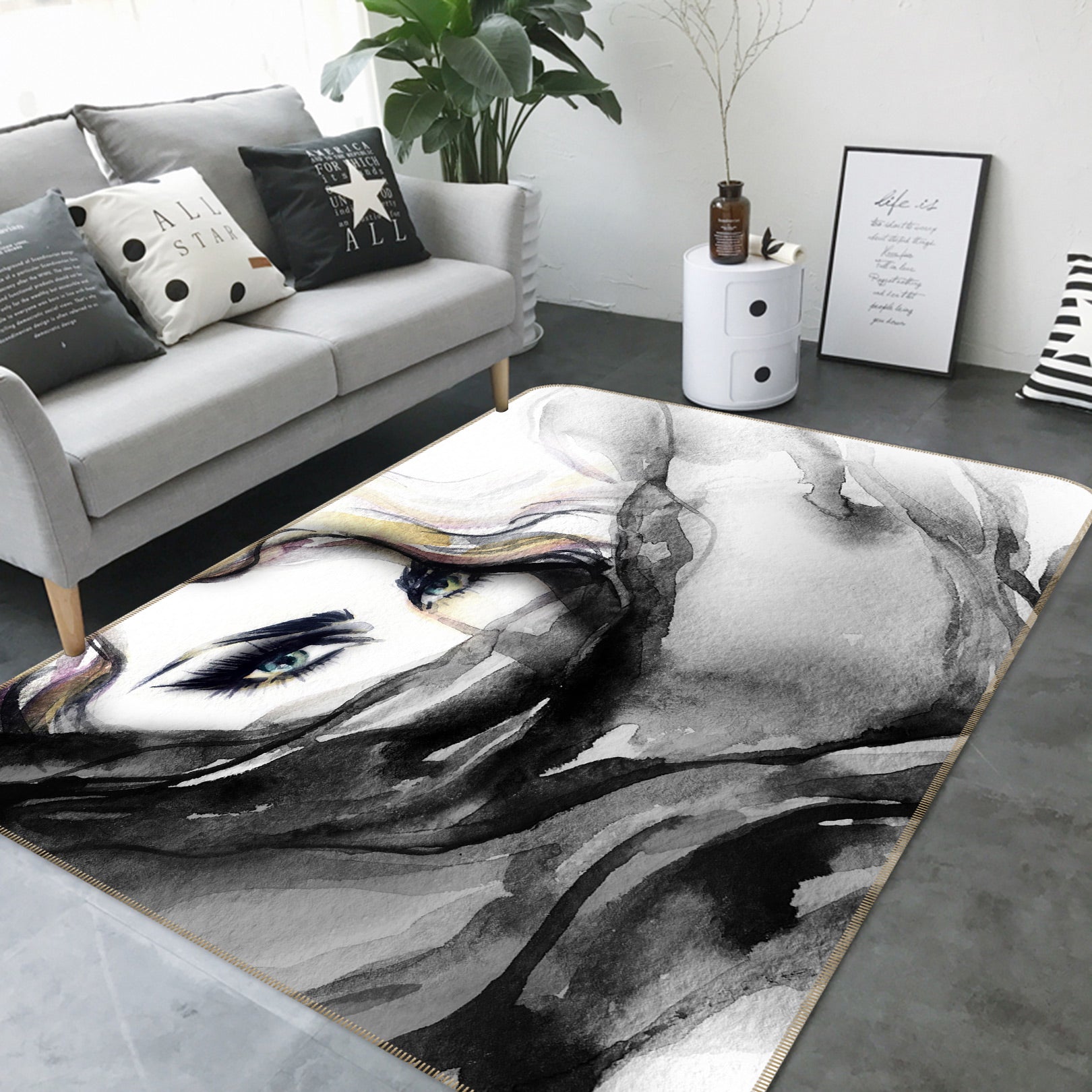 3D Masked Woman 1039 Non Slip Rug Mat