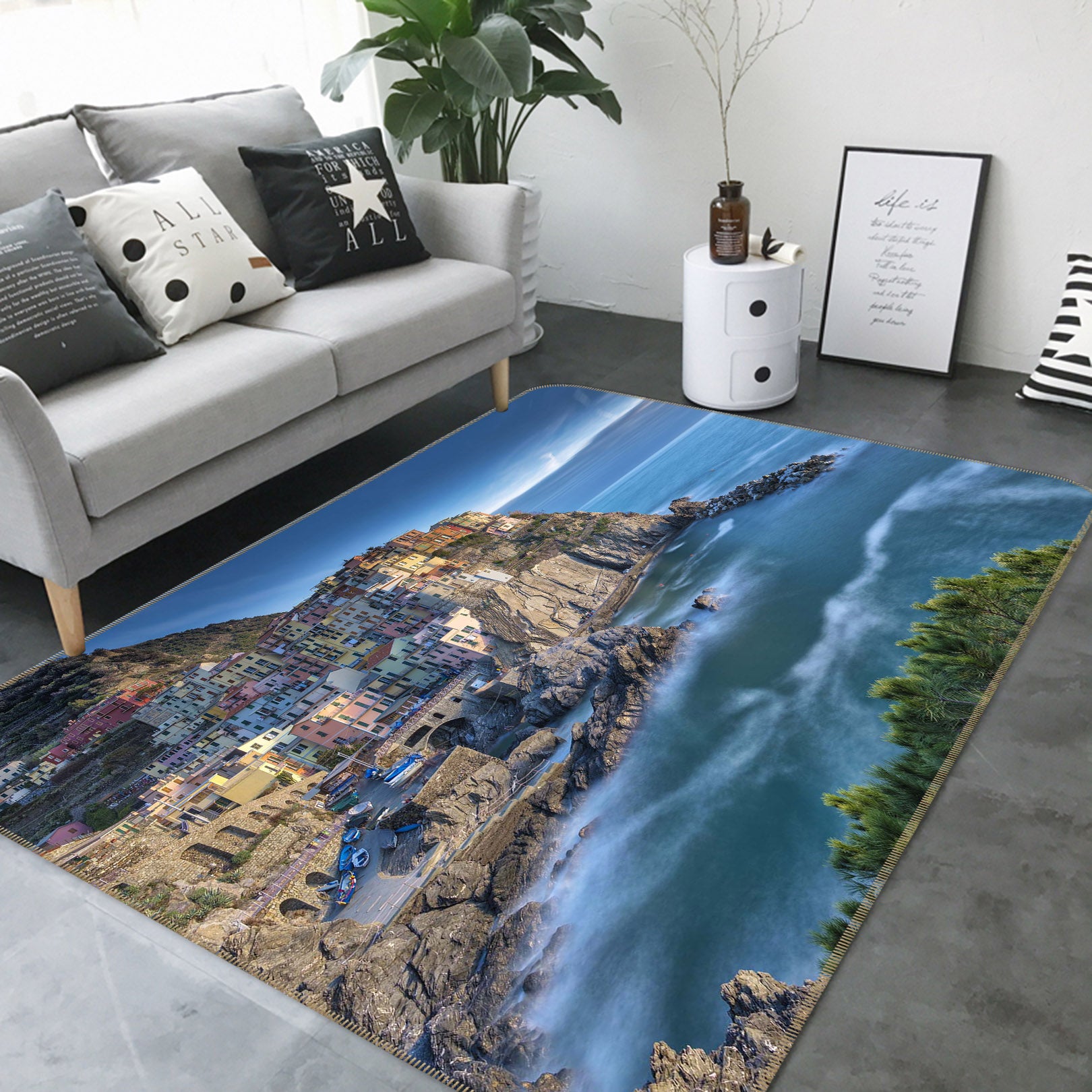 3D Blue Island 1162 Marco Carmassi Rug Non Slip Rug Mat