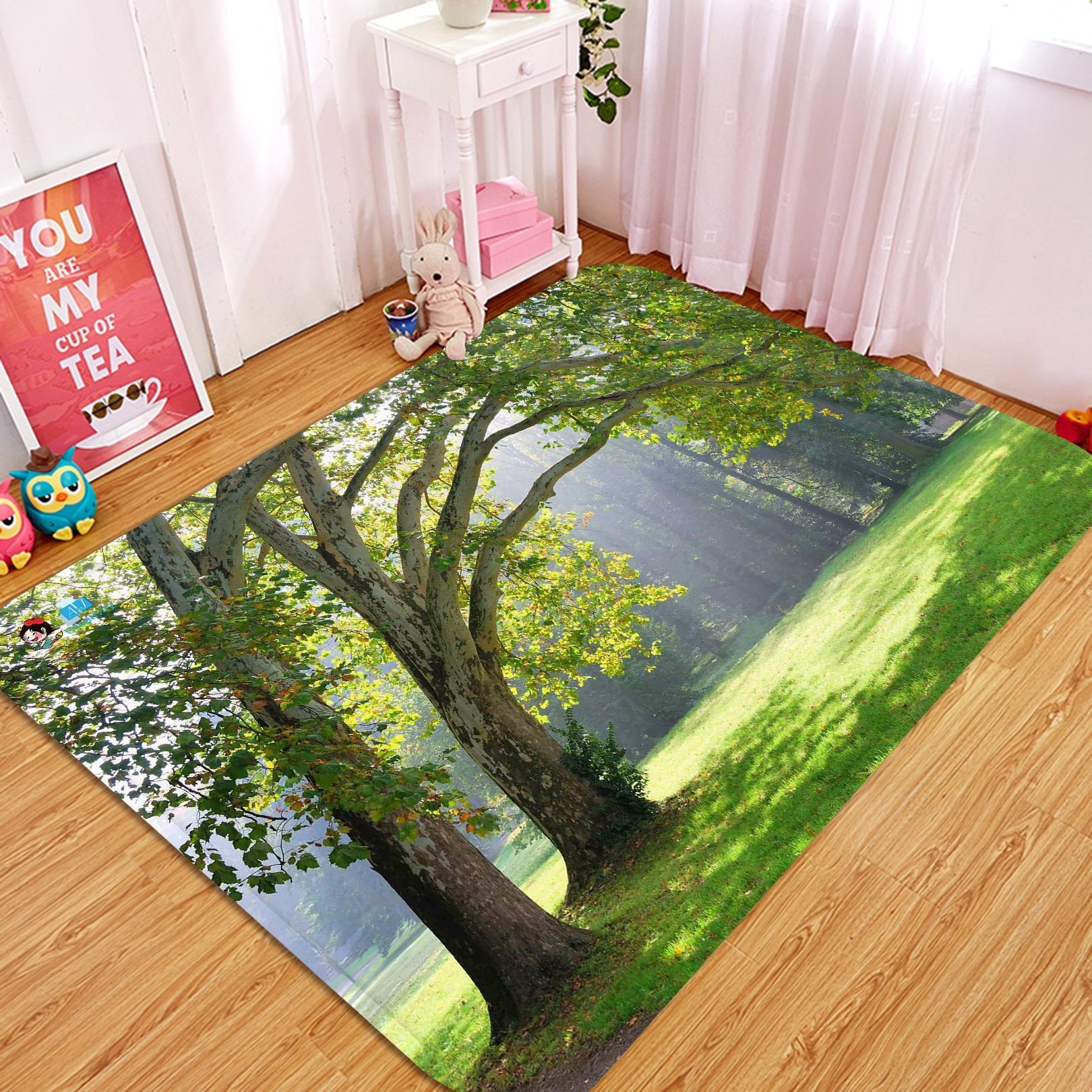 3D Lawn Trees Sunshine 9 Non Slip Rug Mat Mat AJ Creativity Home 