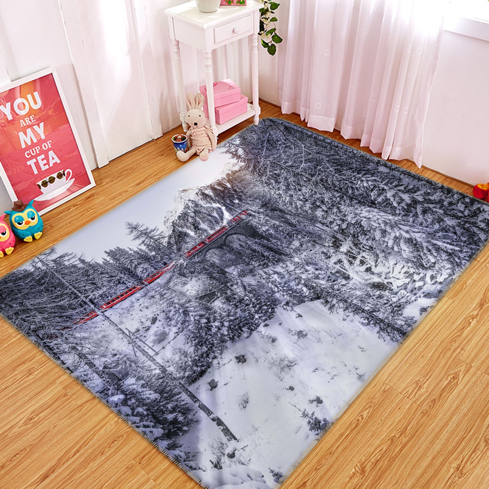 3D Heavy Snow Forest 1096 Marco Carmassi Rug Non Slip Rug Mat