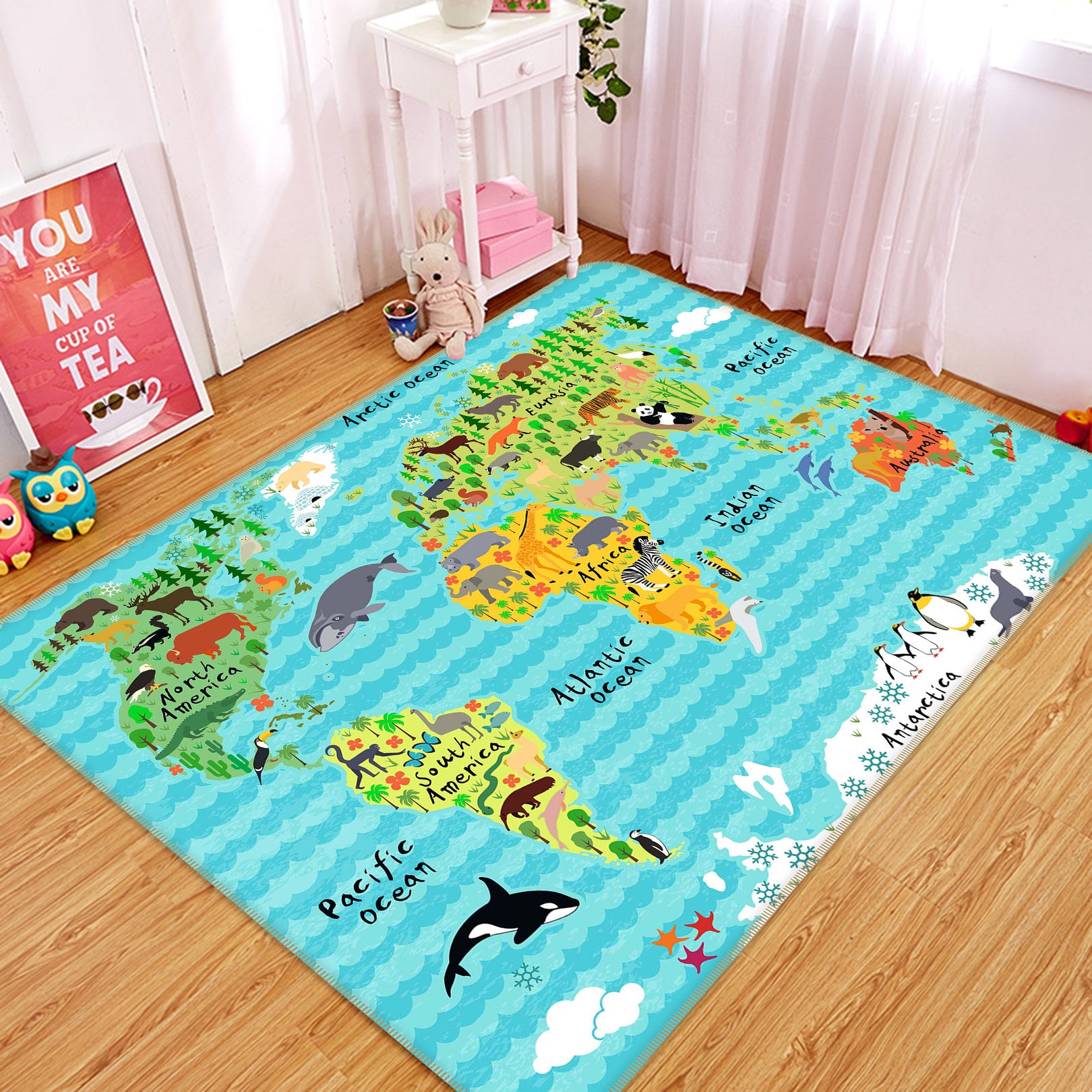 3D Lovely Island 236 World Map Non Slip Rug Mat