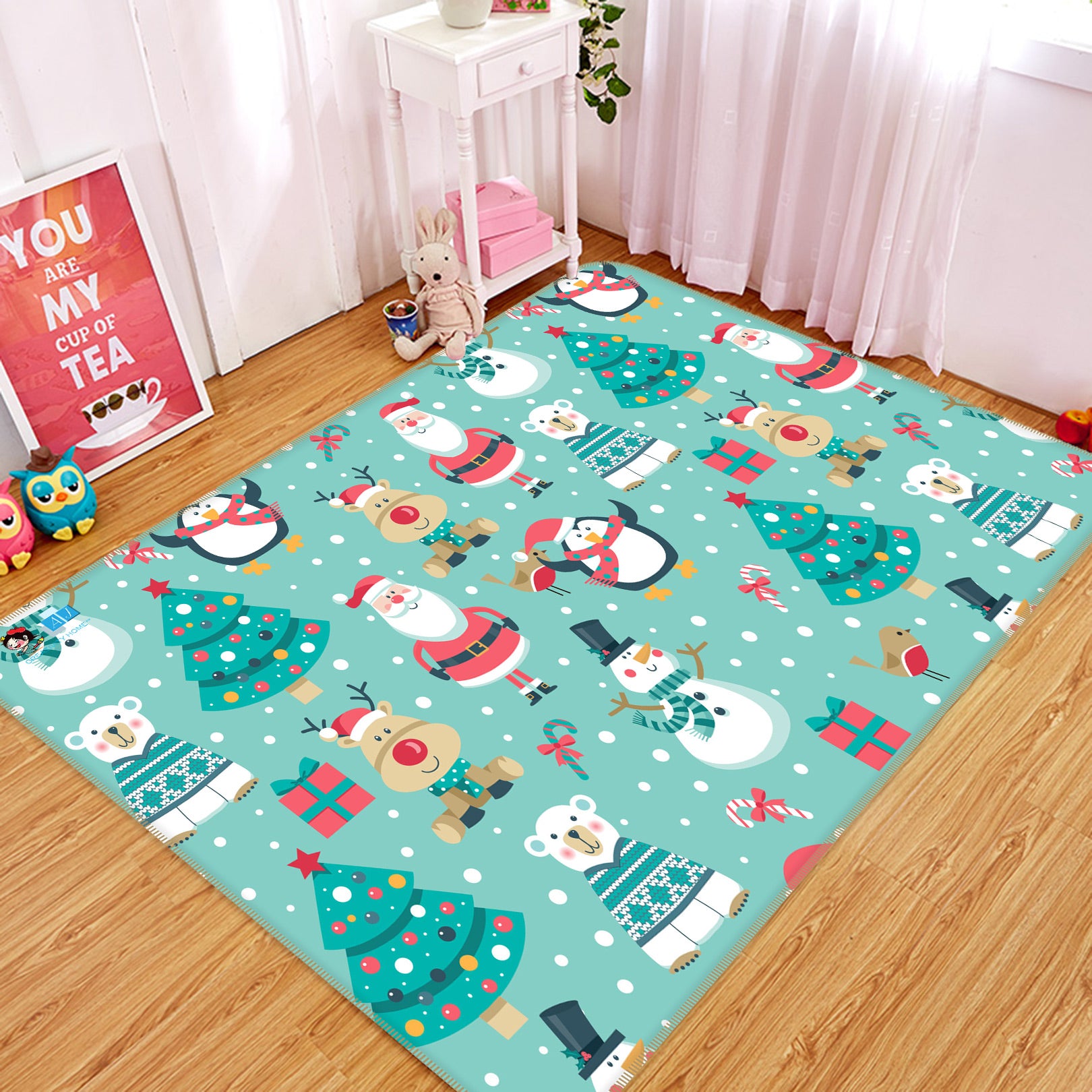 3D Snowman Pattern 56148 Christmas Non Slip Rug Mat Xmas