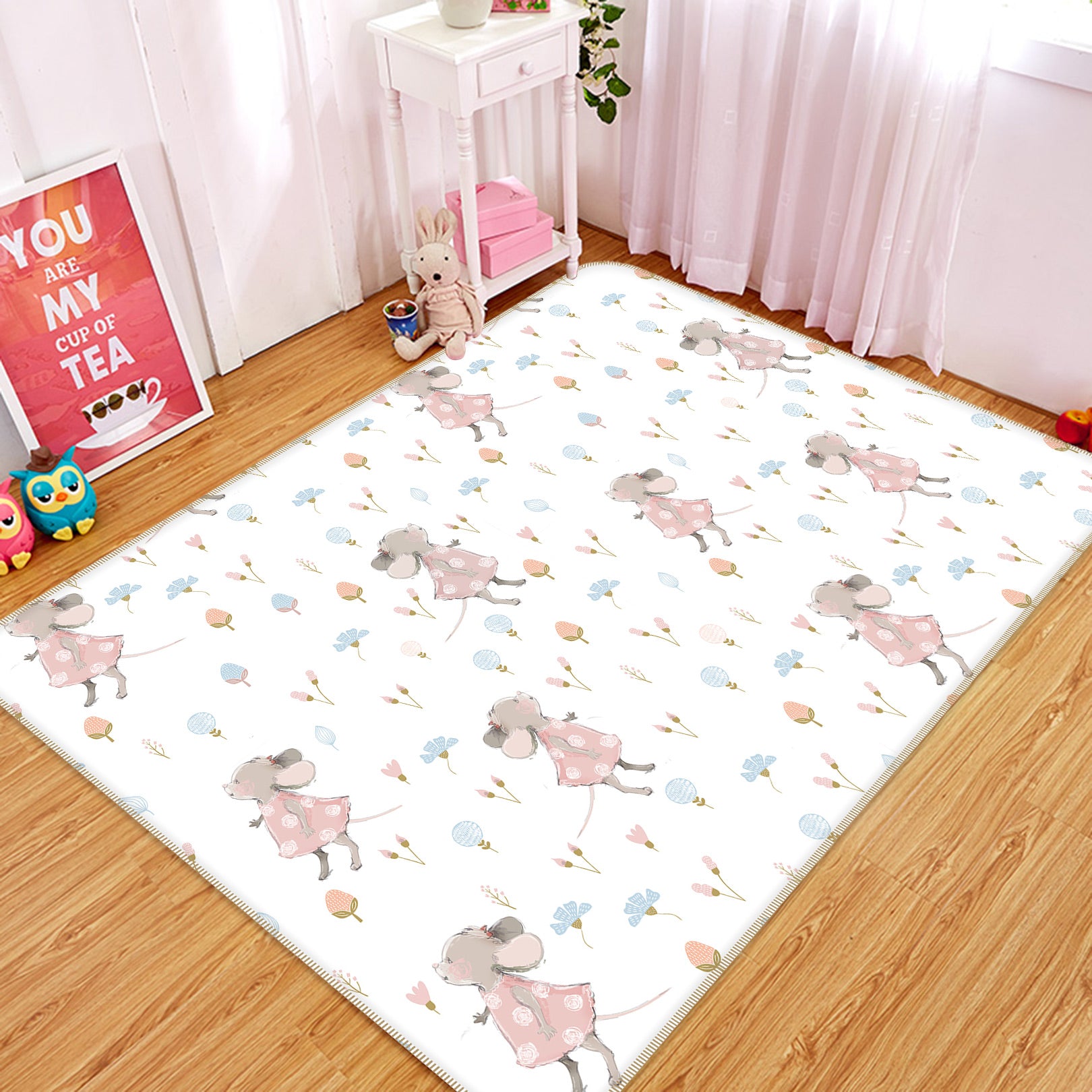 3D Mouse Mushrooms 011 Uta Naumann Rug Non Slip Rug Mat