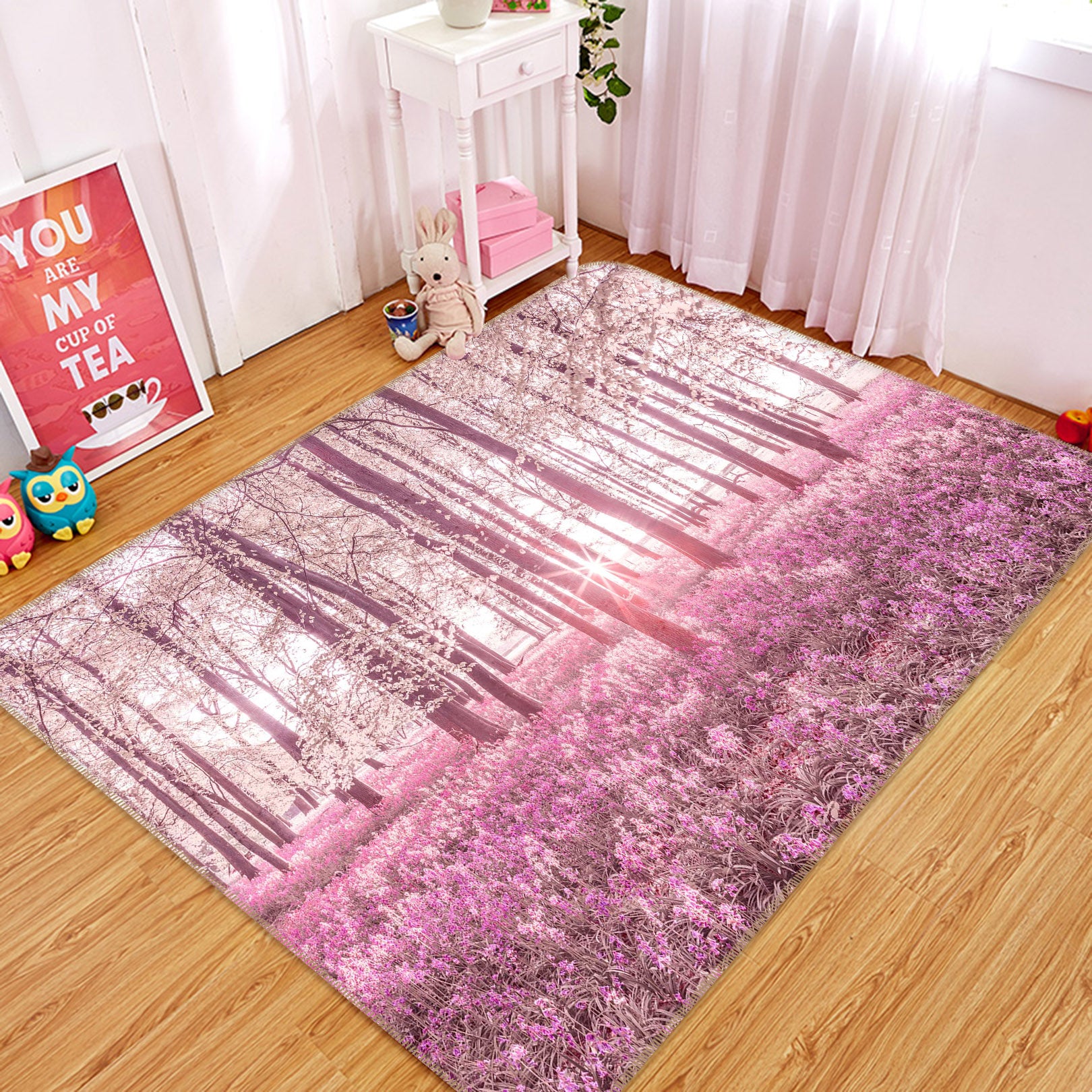 3D Pink Flower Sea 1016 Assaf Frank Rug Non Slip Rug Mat