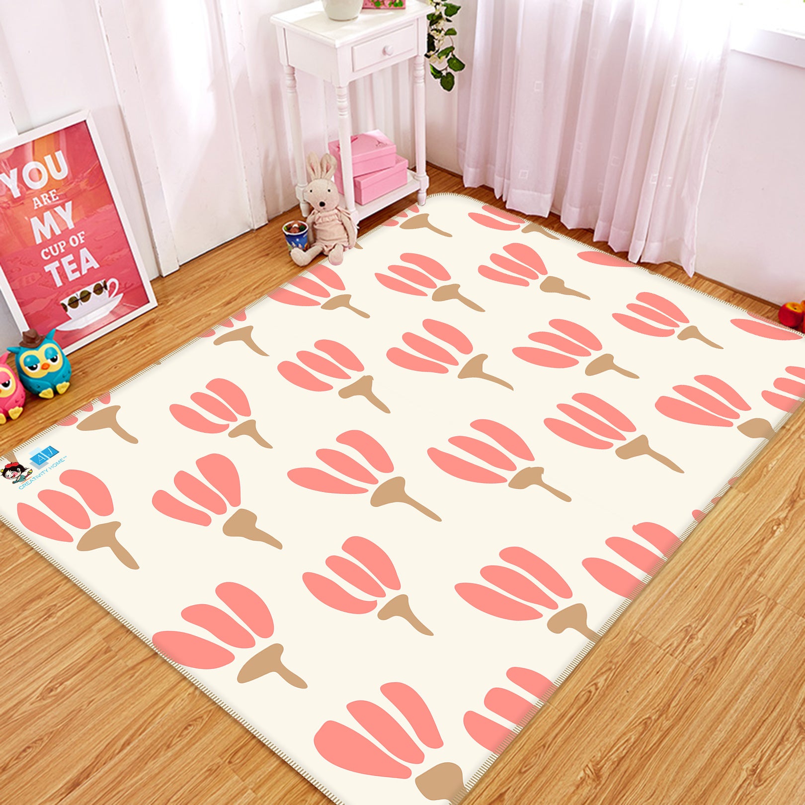 3D Red Petal Flower Pattern 107128 Kashmira Jayaprakash Rug Non Slip Rug Mat