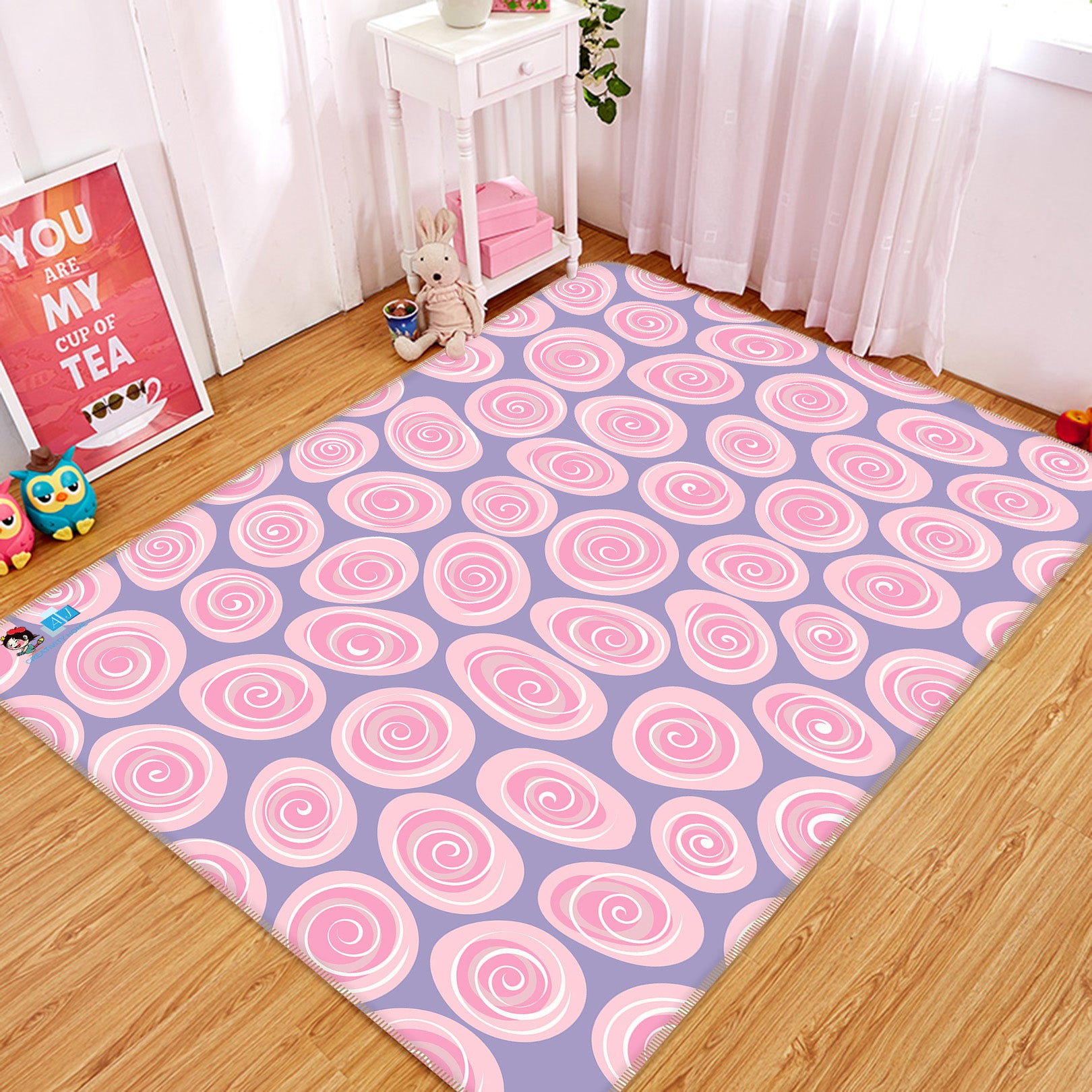 3D Pink Circle Pattern 107114 Kashmira Jayaprakash Rug Non Slip Rug Mat