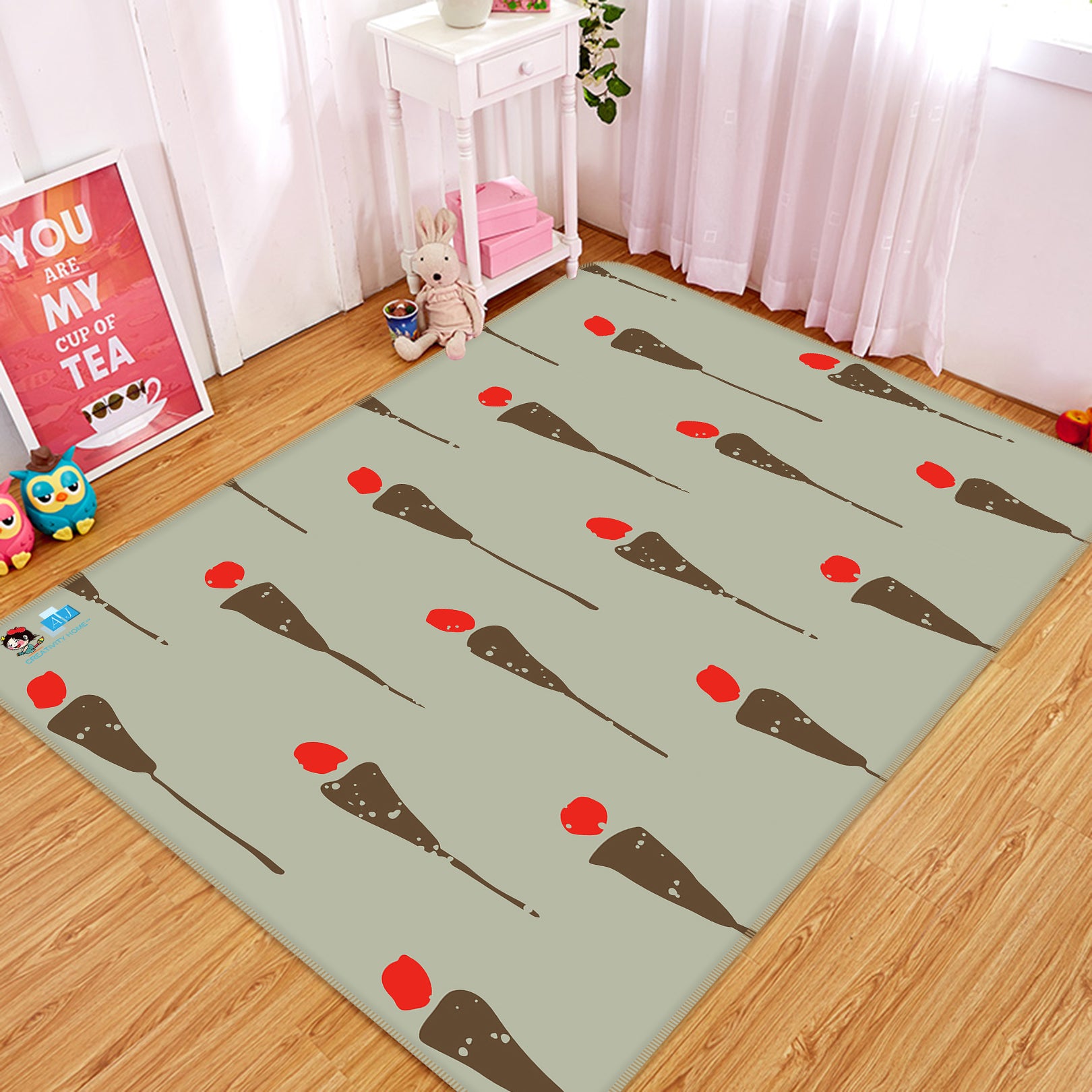 3D Red Polka Dot Pattern 10753 Kashmira Jayaprakash Rug Non Slip Rug Mat