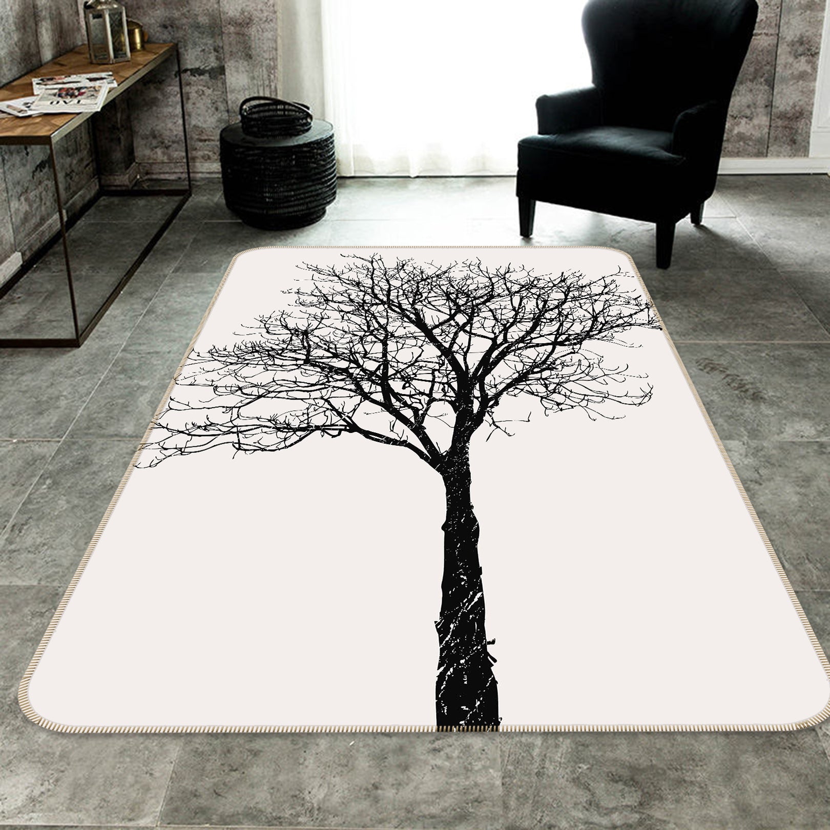 3D Black Birch 1013 Boris Draschoff Rug Non Slip Rug Mat
