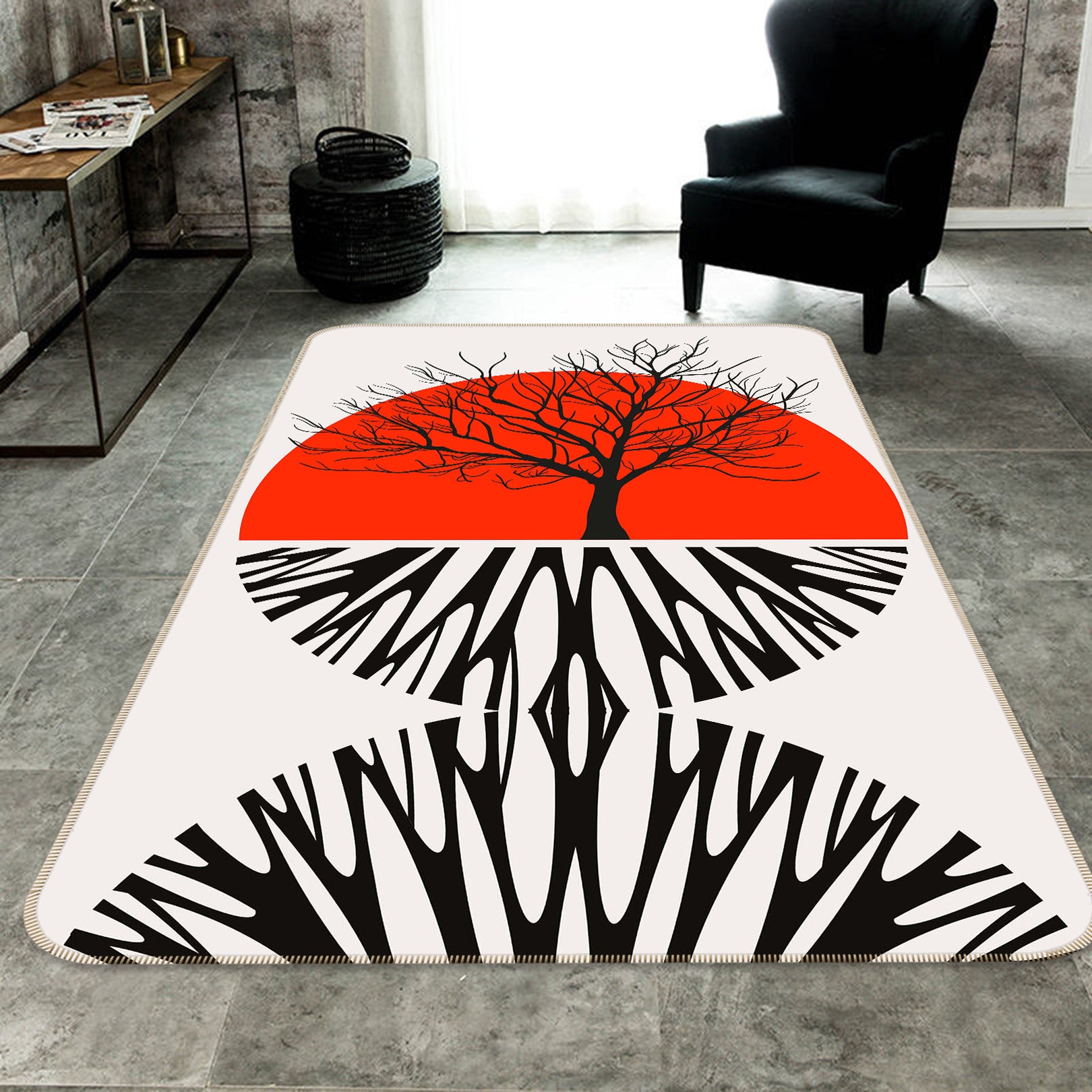 3D Warming Roots 1134 Boris Draschoff Rug Non Slip Rug Mat
