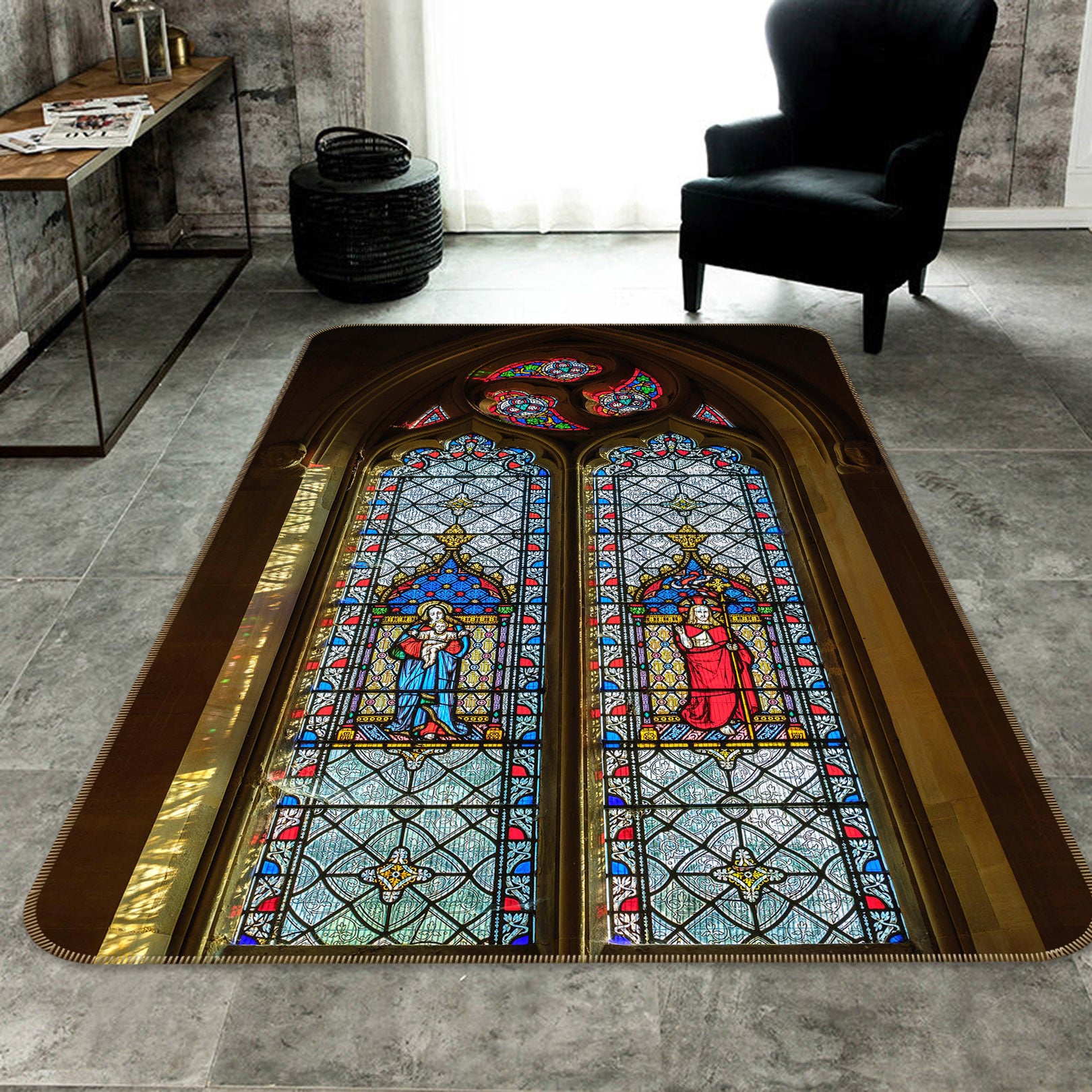 3D Religious Window 191 Assaf Frank Rug Non Slip Rug Mat