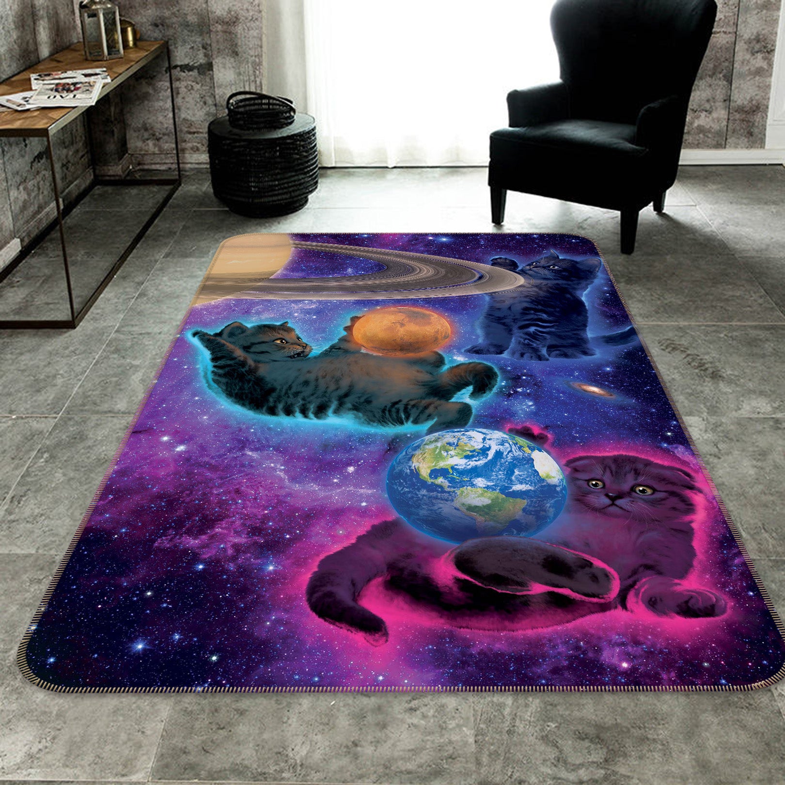 3D Cosmic Kittens 1025 Vincent Hie Rug Non Slip Rug Mat