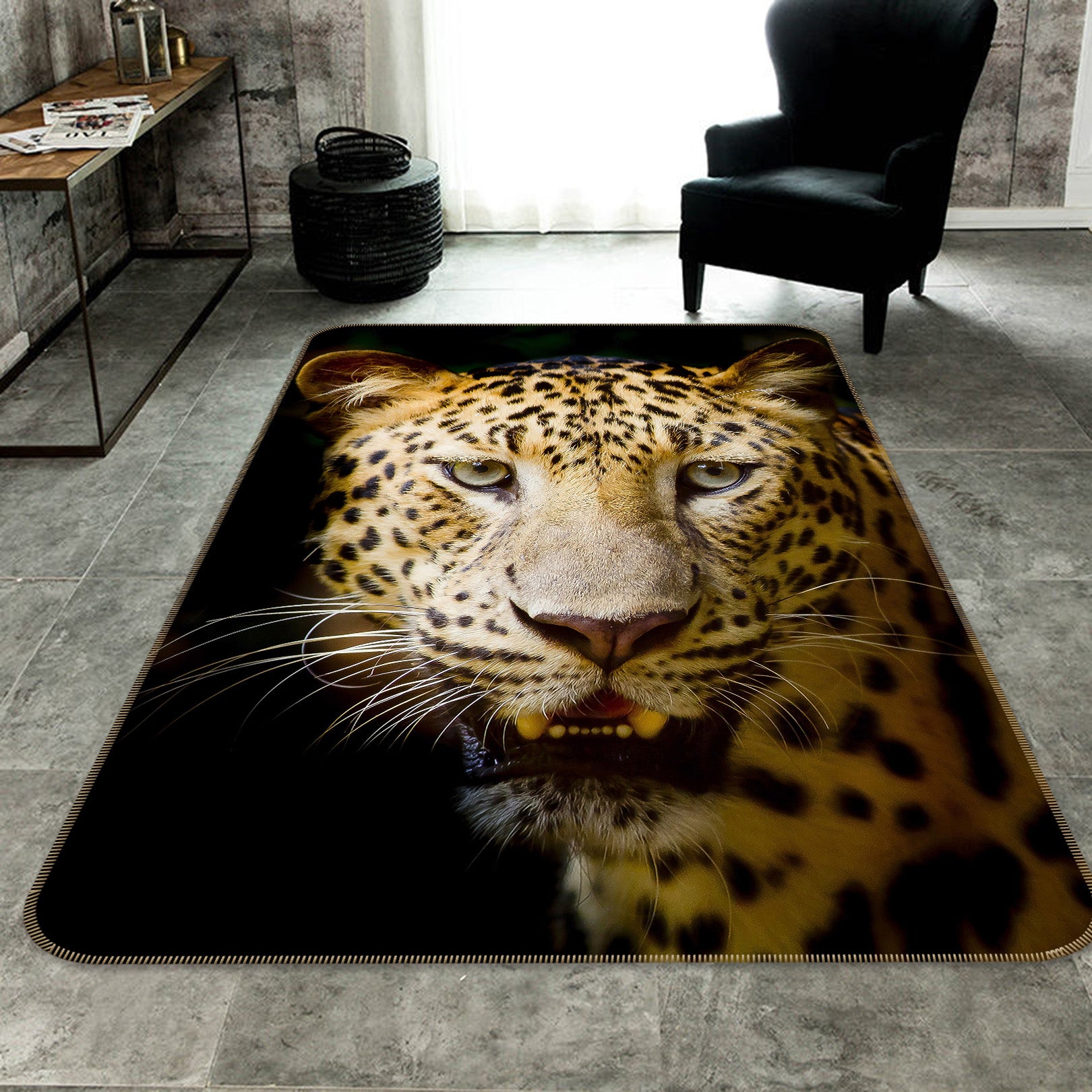 3D Mighty Leopard 195 Animal Non Slip Rug Mat