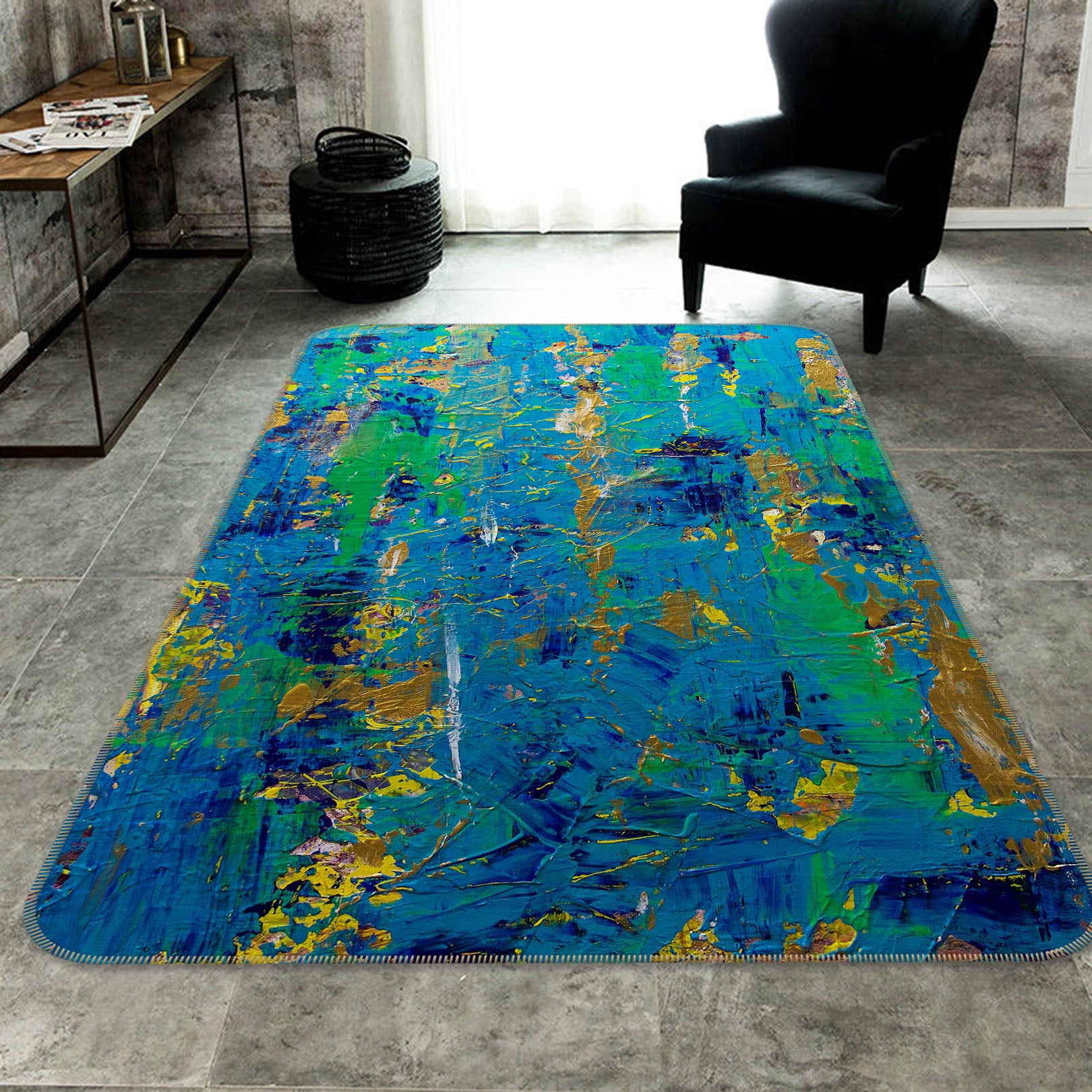 3D Color Graffiti 3018 Allan P. Friedlander Rug Non Slip Rug Mat