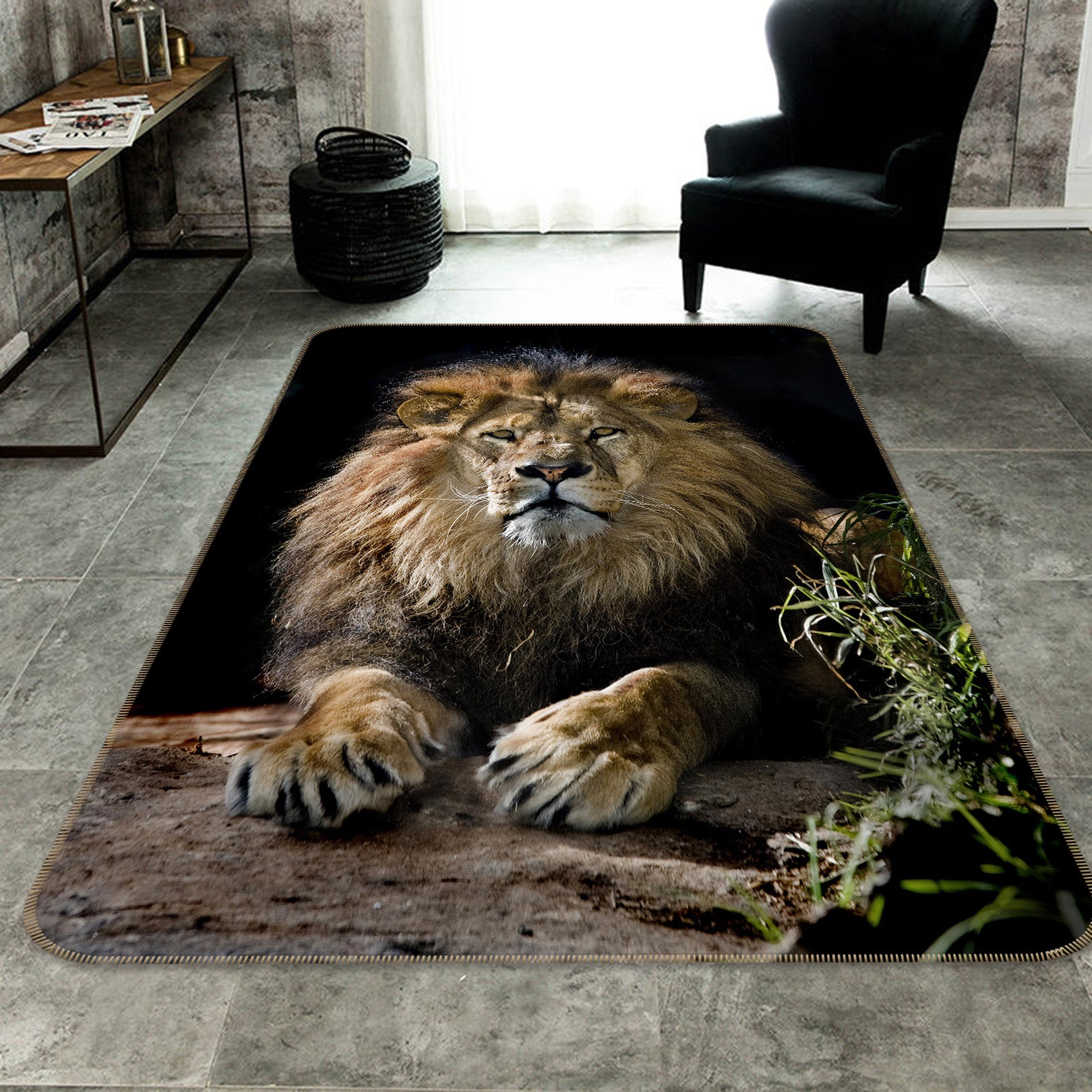 3D Plush Lion 210 Animal Non Slip Rug Mat