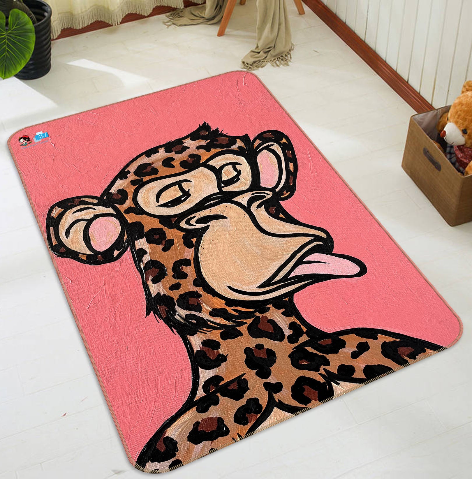 3D Giraffe Monkey 8218 Jacqueline Reynoso Rug Non Slip Rug Mat