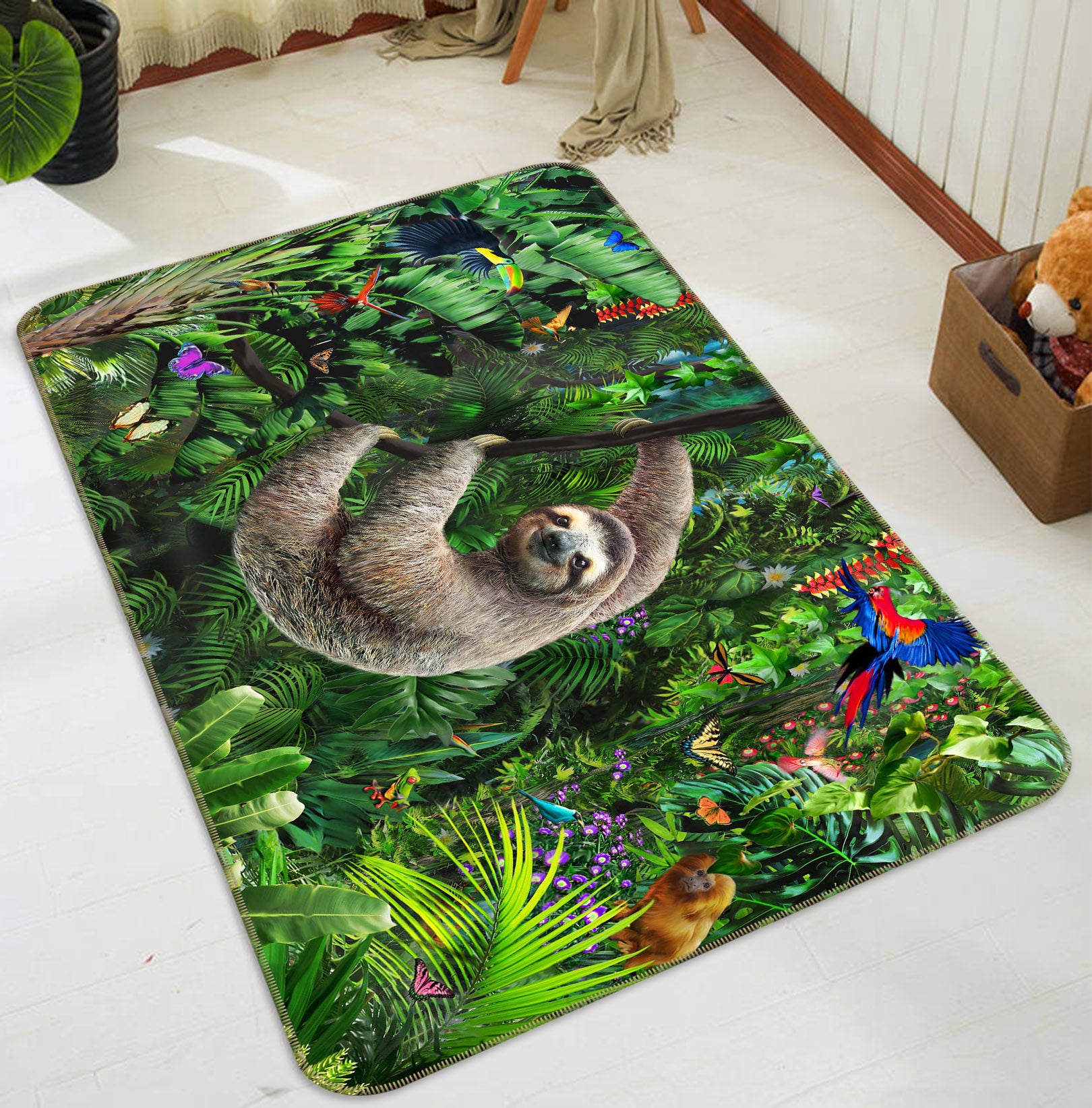 3D Cute Sloth 1078 Adrian Chesterman Rug Non Slip Rug Mat