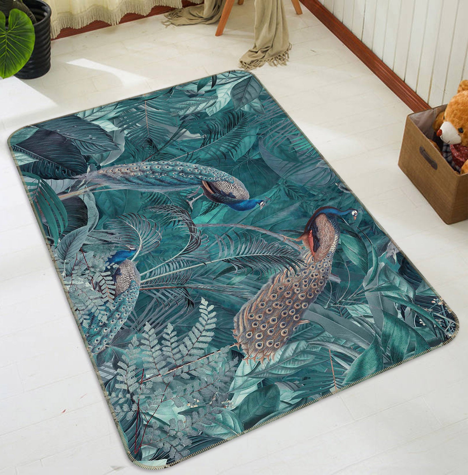 3D Peacock Forest 1009 Andrea haase Rug Non Slip Rug Mat