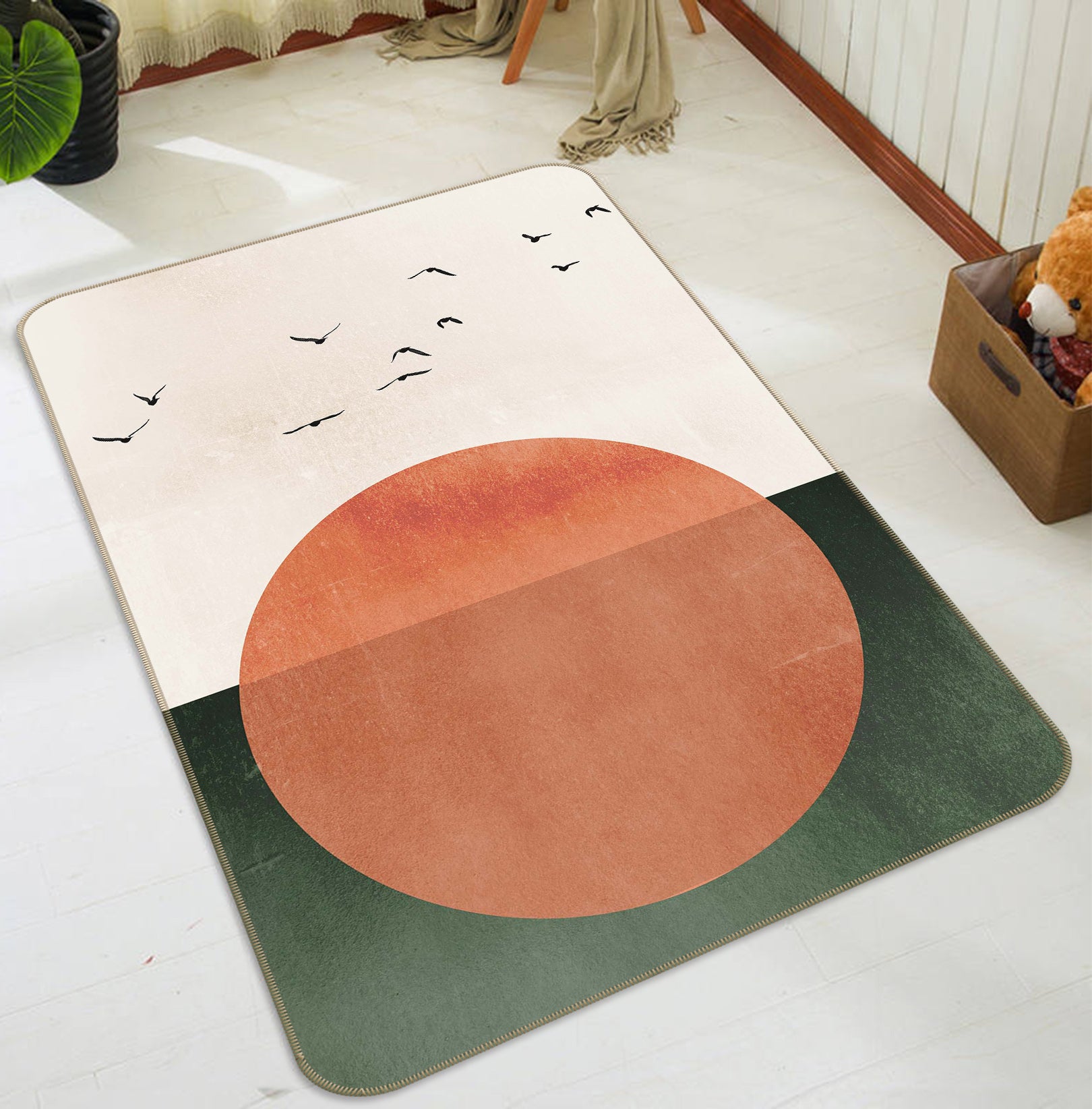 3D Flock Of Birds 1104 Boris Draschoff Rug Non Slip Rug Mat