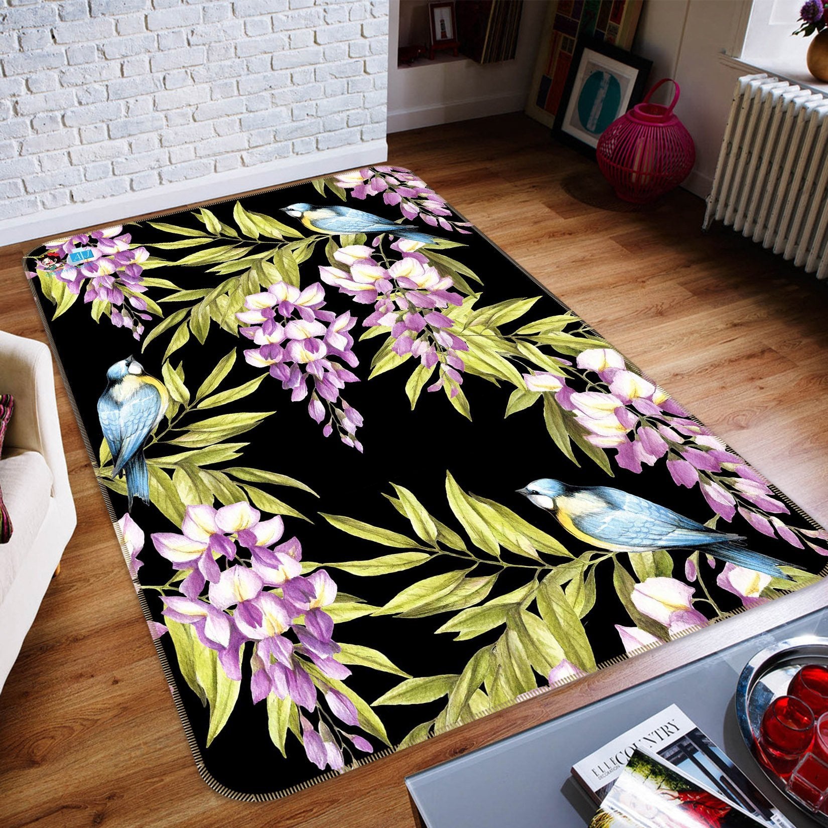 3D Flowers Leaves Birds 146 Non Slip Rug Mat Mat AJ Creativity Home 