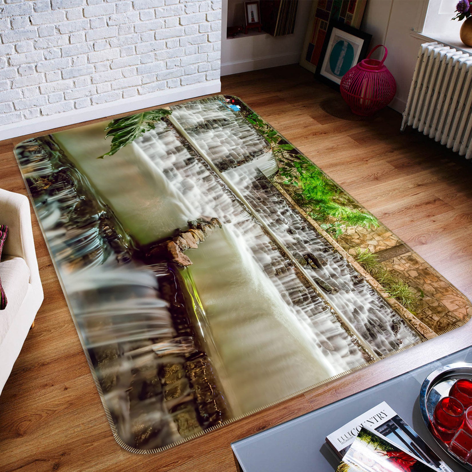 3D Waterfall River 5138 Beth Sheridan Rug Non Slip Rug Mat