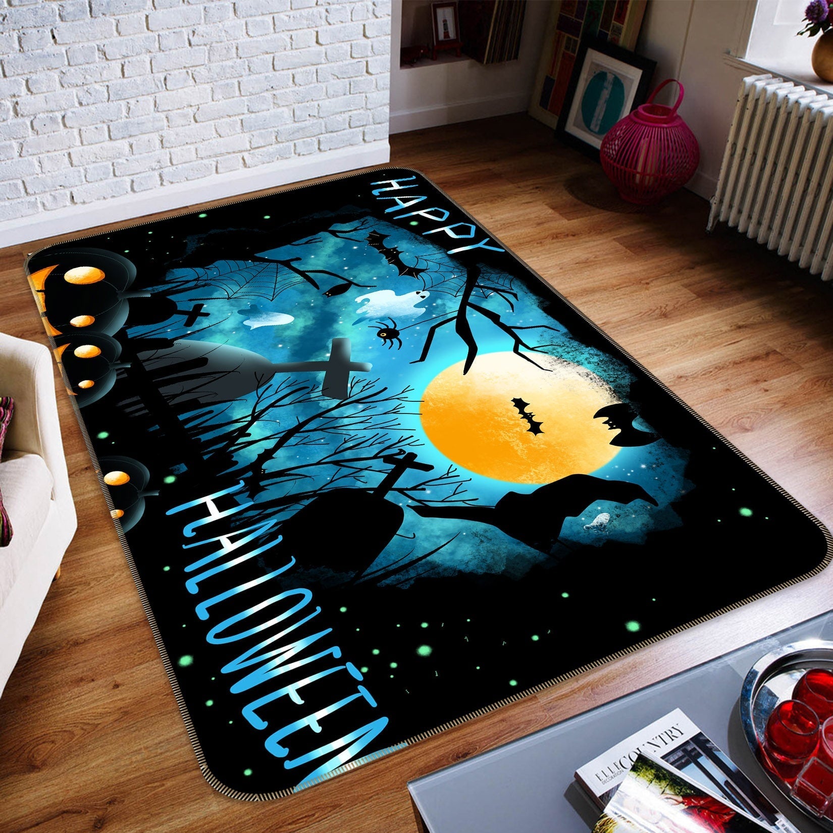 3D Night Bat Pumpkin 205 Halloween Non Slip Rug Mat Mat AJ Creativity Home 