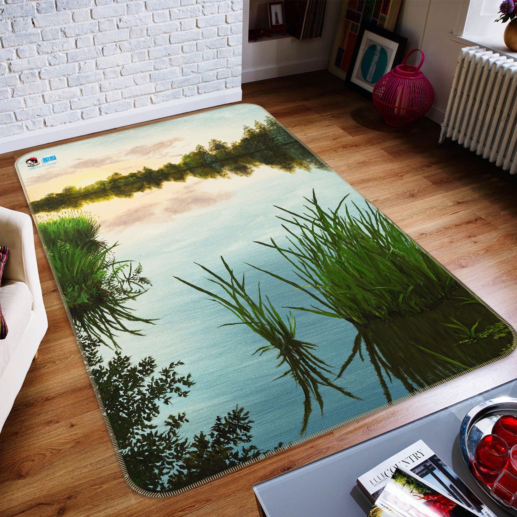 3D Riverside Grass 18107 Marina Zotova Rug Non Slip Rug Mat