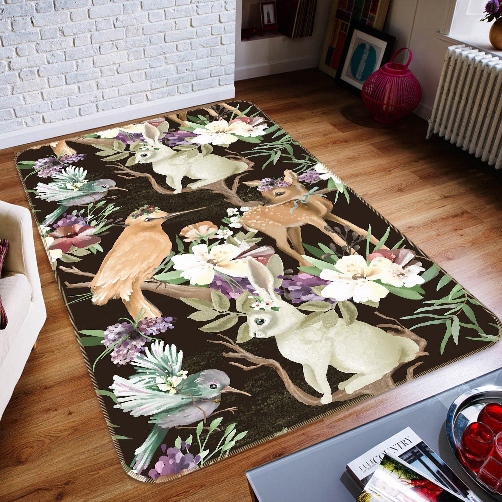 3D Rabbit Sika Deer 1063 Non Slip Rug Mat