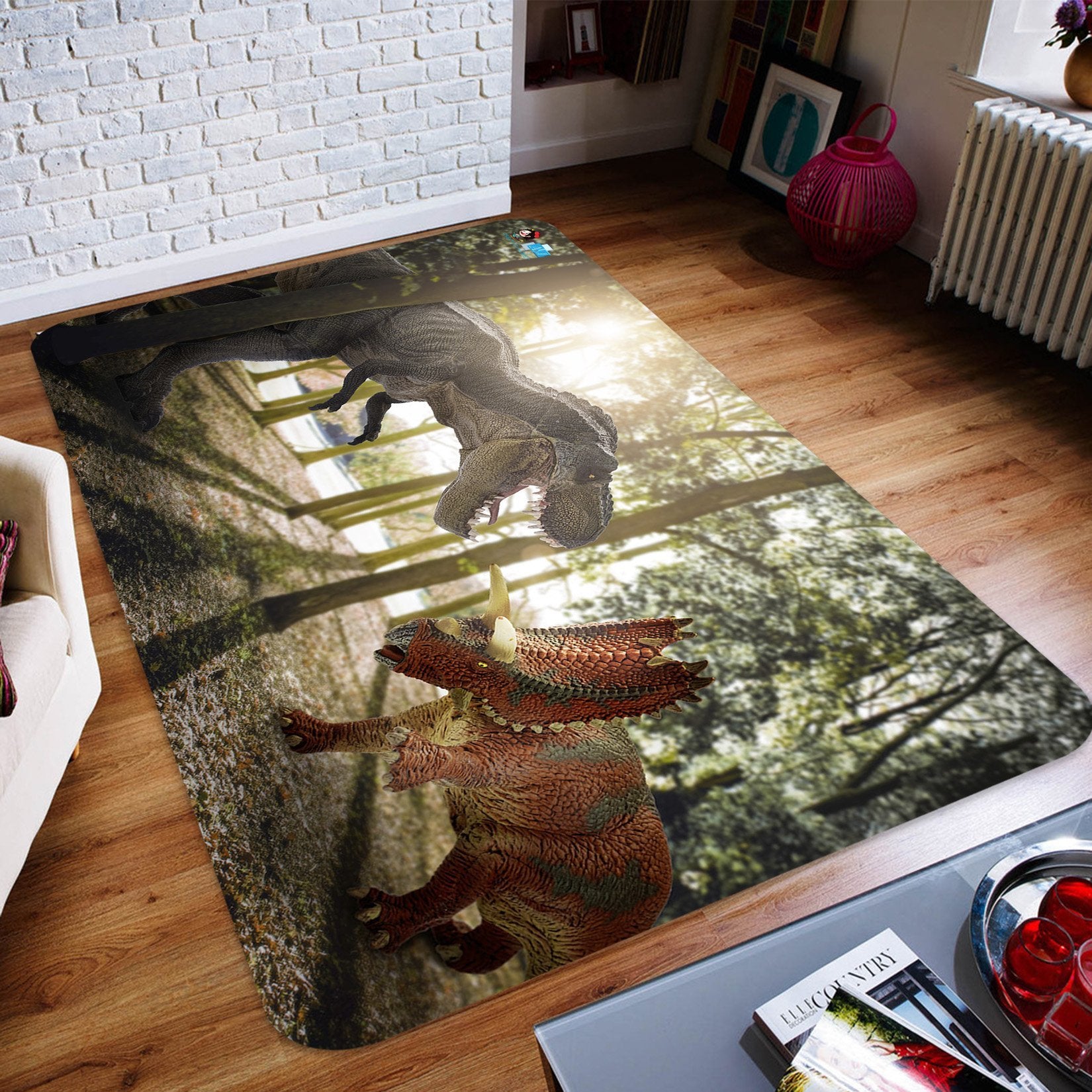 3D Woods Battle Dinosaur 57 Non Slip Rug Mat Mat AJ Creativity Home 