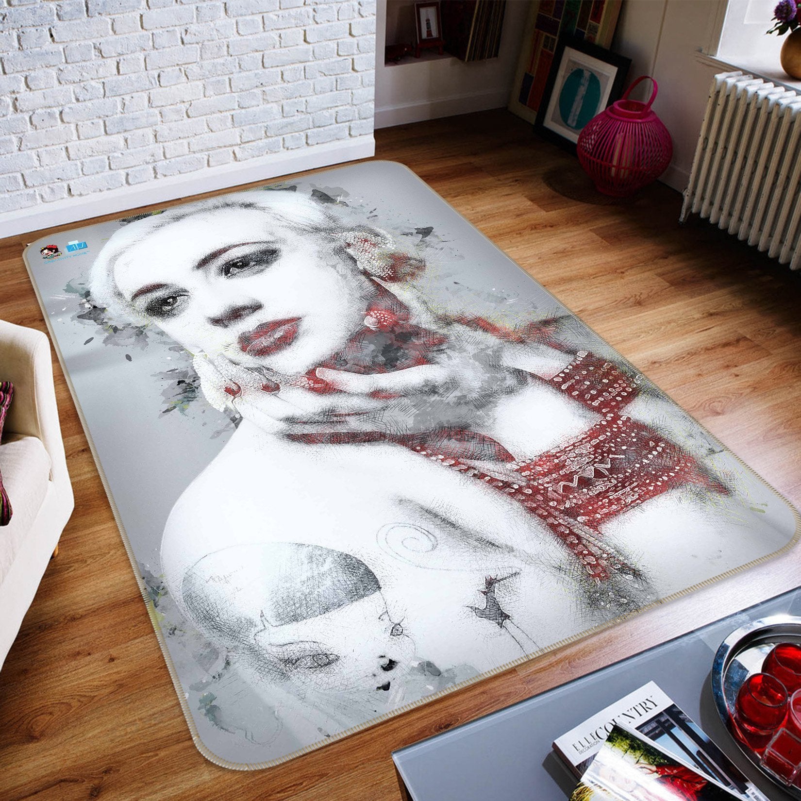 3D Hand Drawn Woman 055 Non Slip Rug Mat Mat AJ Creativity Home 
