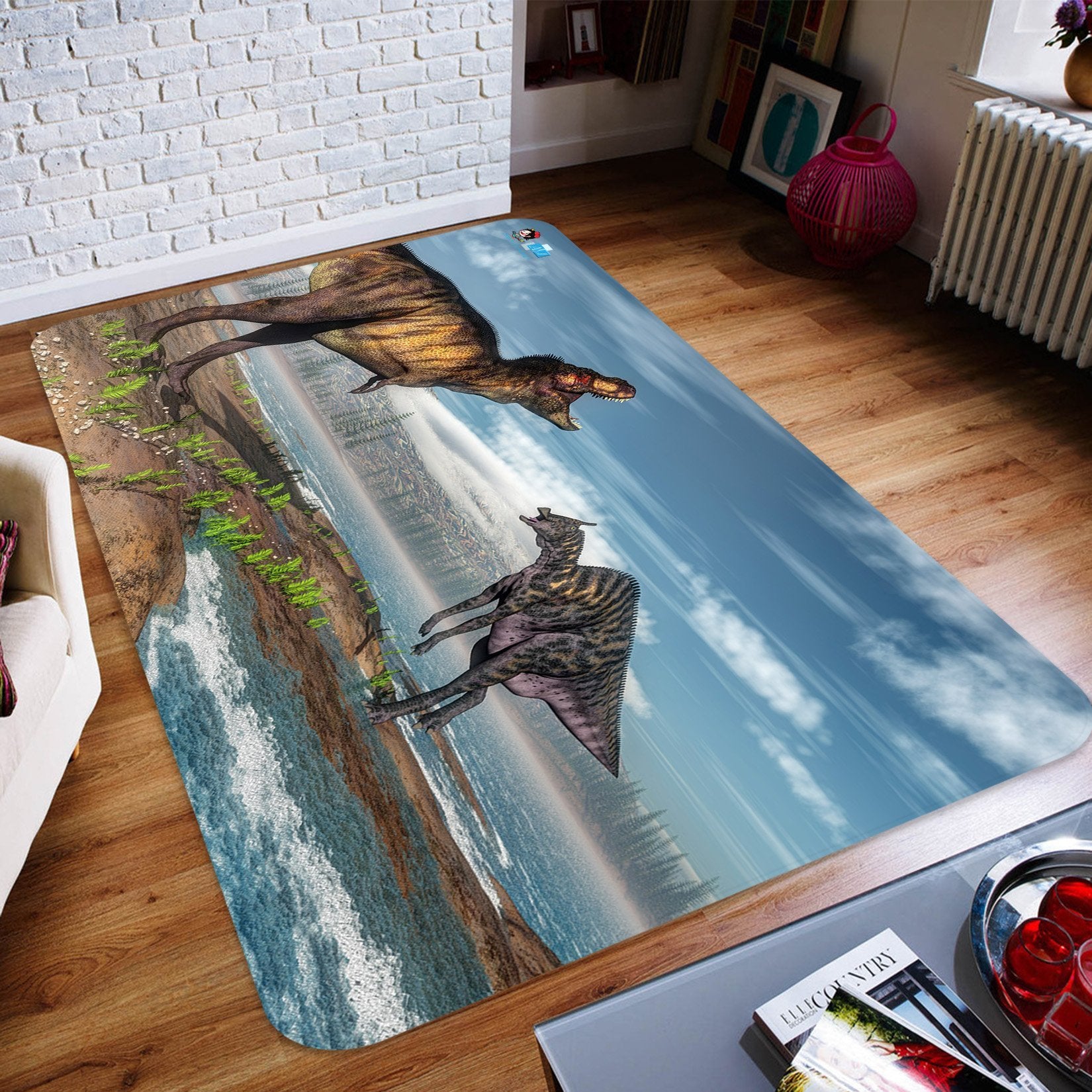 3D Riverside Dinosaur 09 Non Slip Rug Mat Mat AJ Creativity Home 