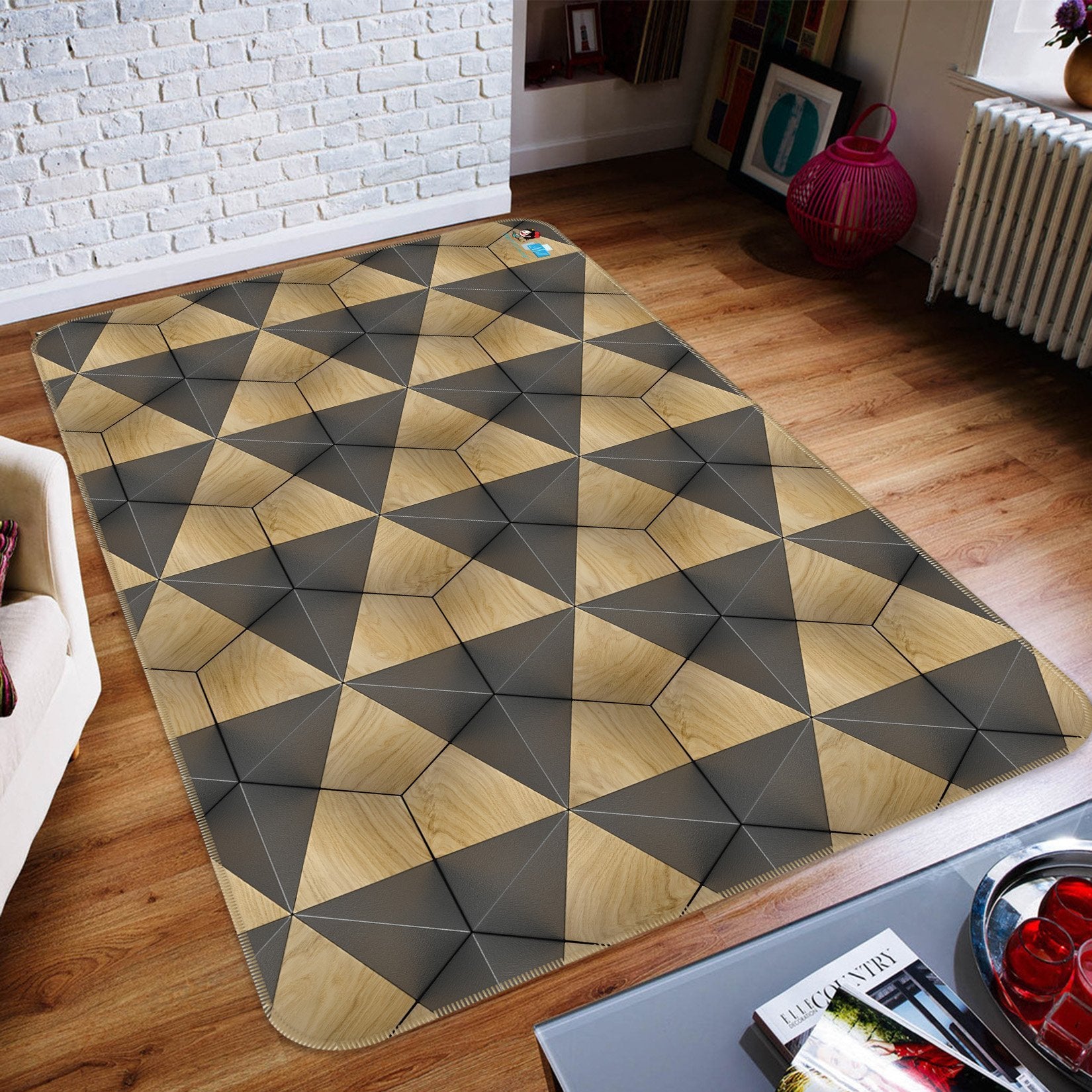 3D Black Triangle 73 Non Slip Rug Mat Mat AJ Creativity Home 