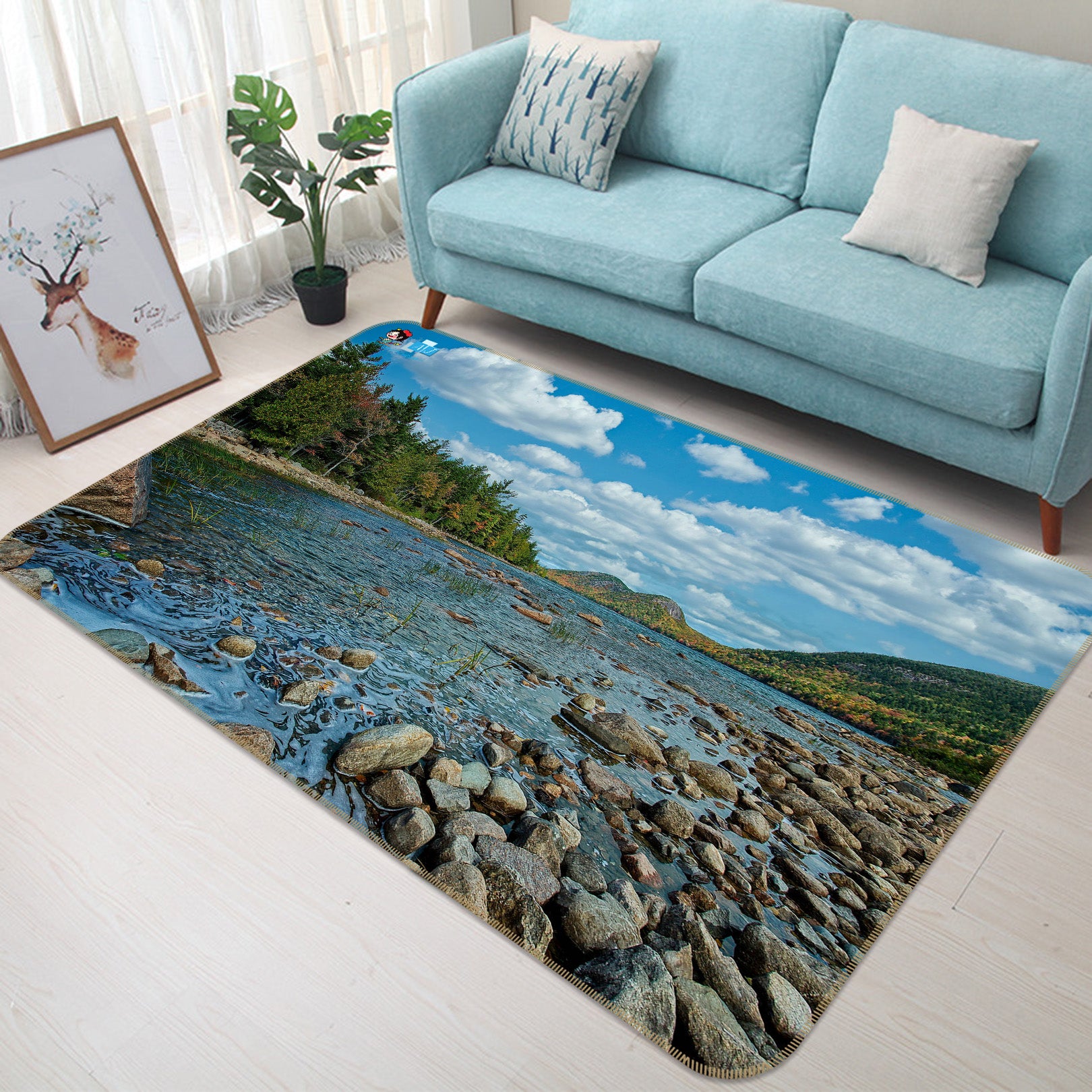 3D Small Stone Small River 62215 Kathy Barefield Rug Non Slip Rug Mat