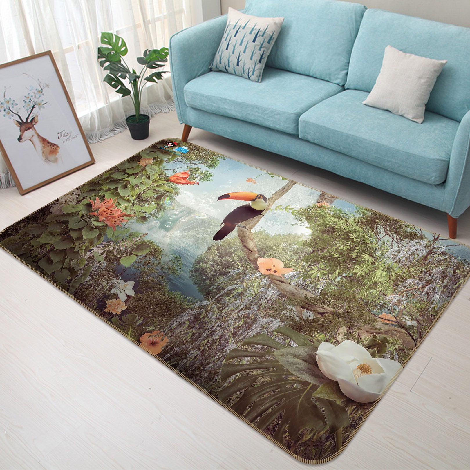 3D Tree Toucan 5137 Beth Sheridan Rug Non Slip Rug Mat