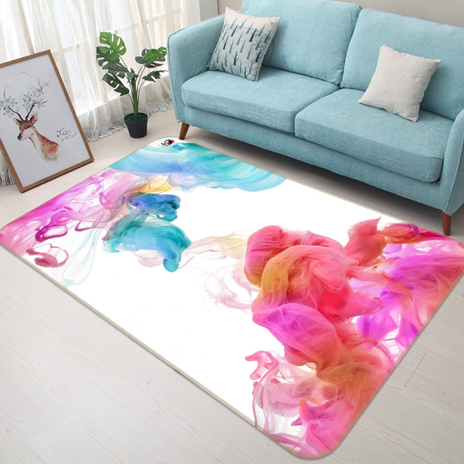3D Two Color Gouache 4 Non Slip Rug Mat Mat AJ Creativity Home 