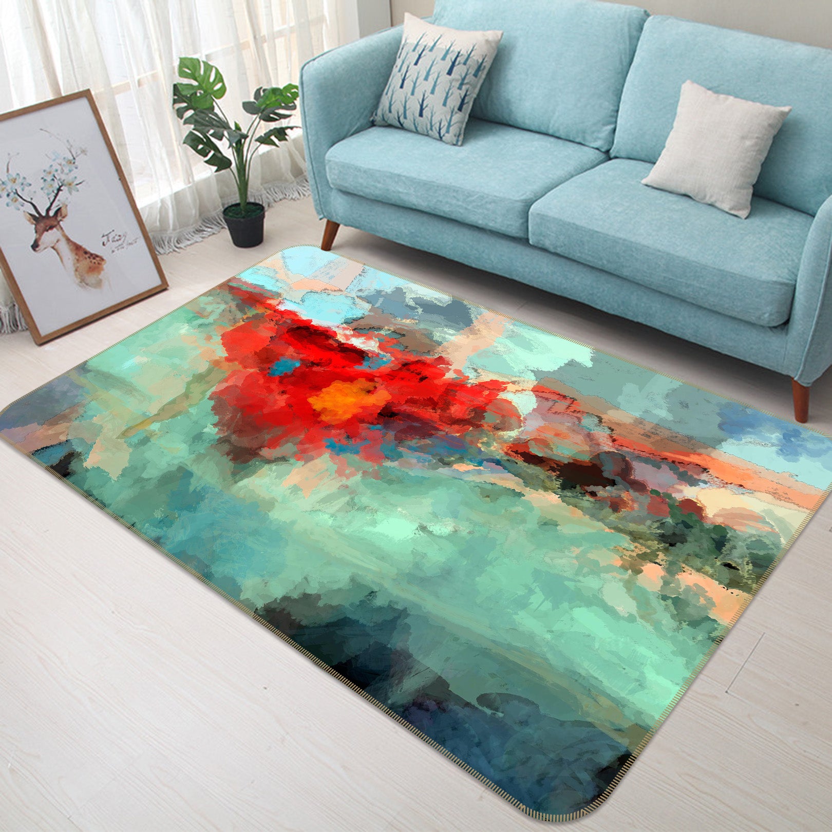 3D Red Graffiti 1043 Michael Tienhaara Rug Non Slip Rug Mat