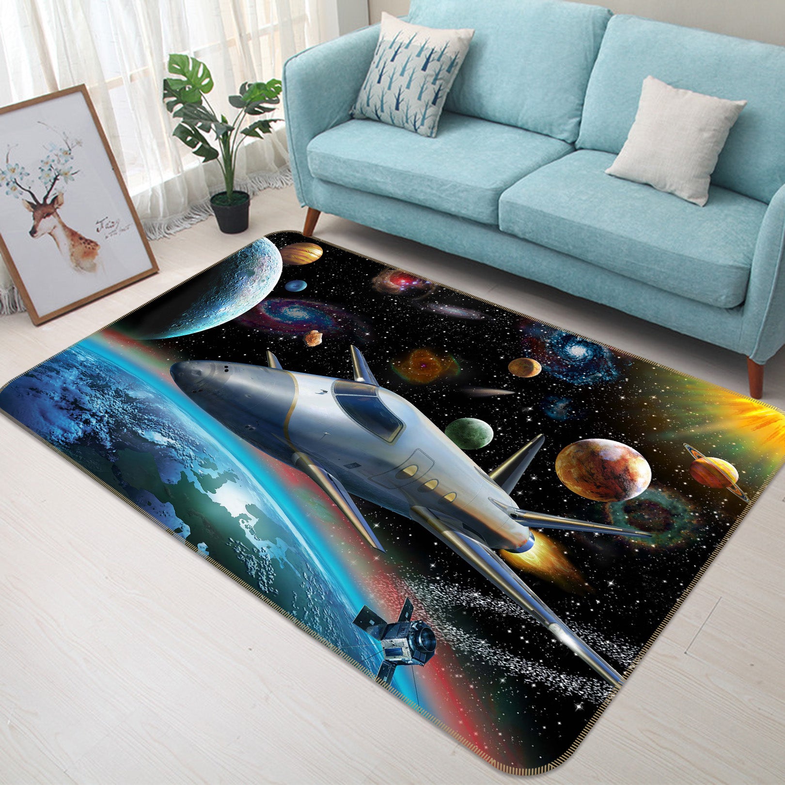 3D Spacecraft 1070 Adrian Chesterman Rug Non Slip Rug Mat