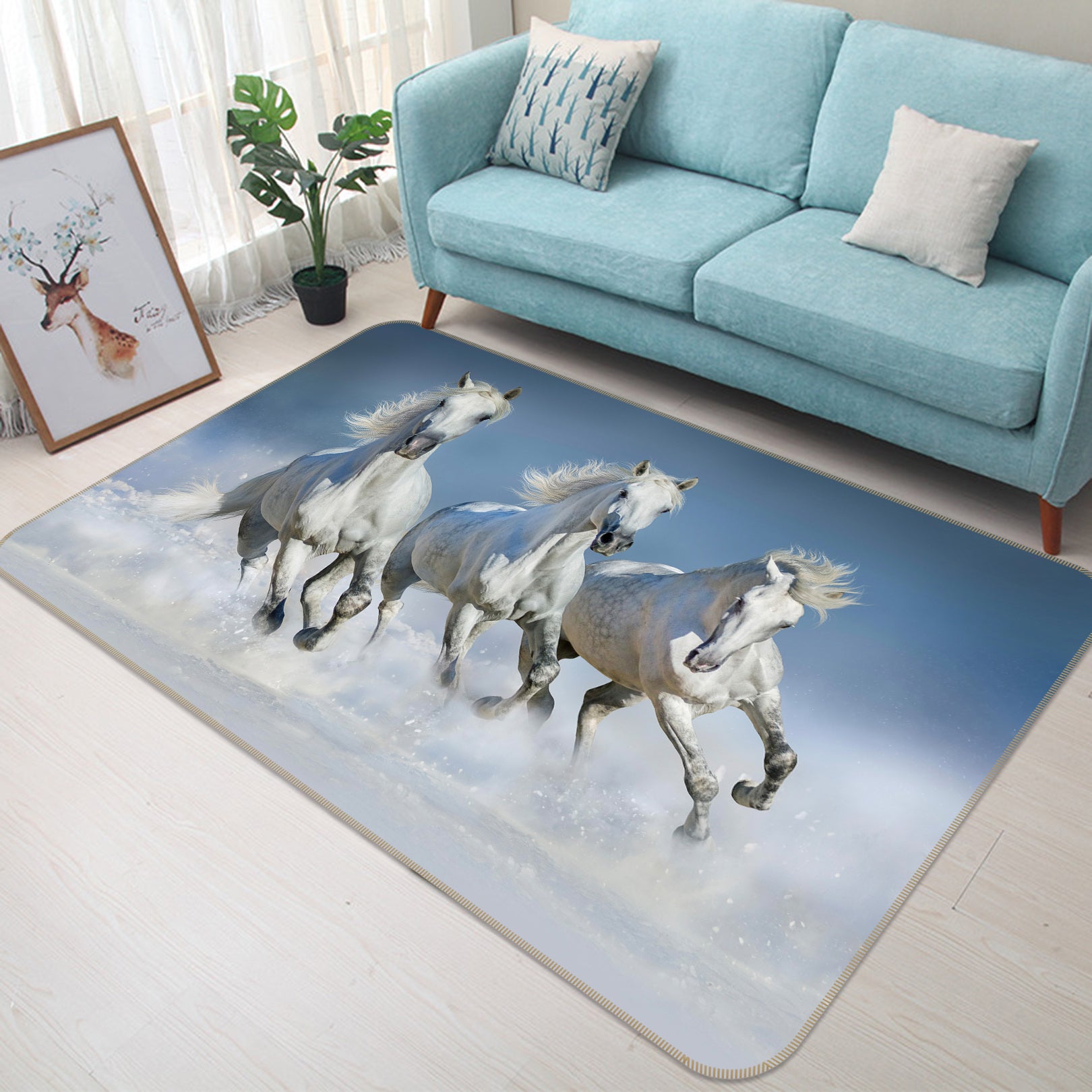 3D Running Horse 062 Animal Non Slip Rug Mat