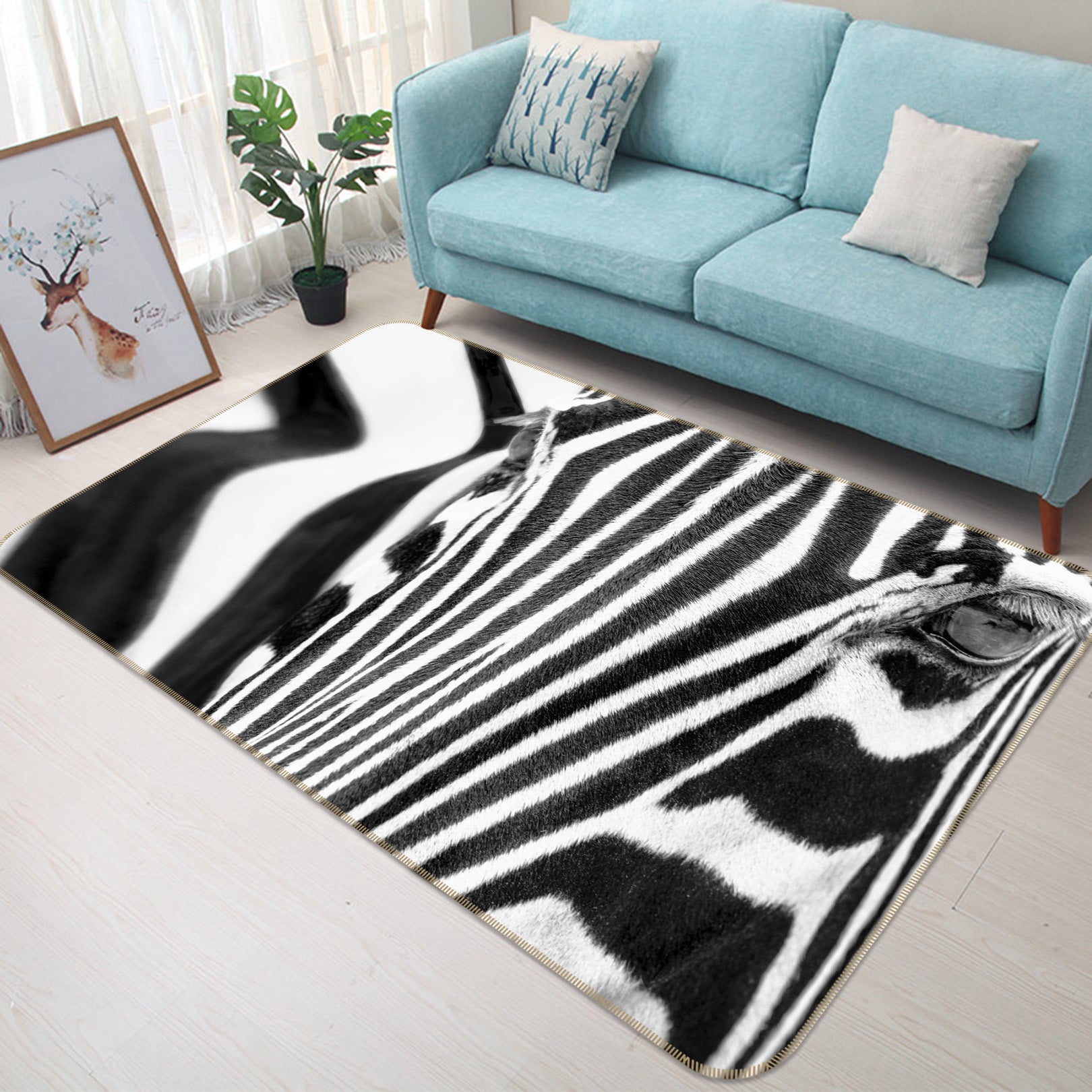 3D Zebra Pattern 1068 Marco Carmassi Rug Non Slip Rug Mat