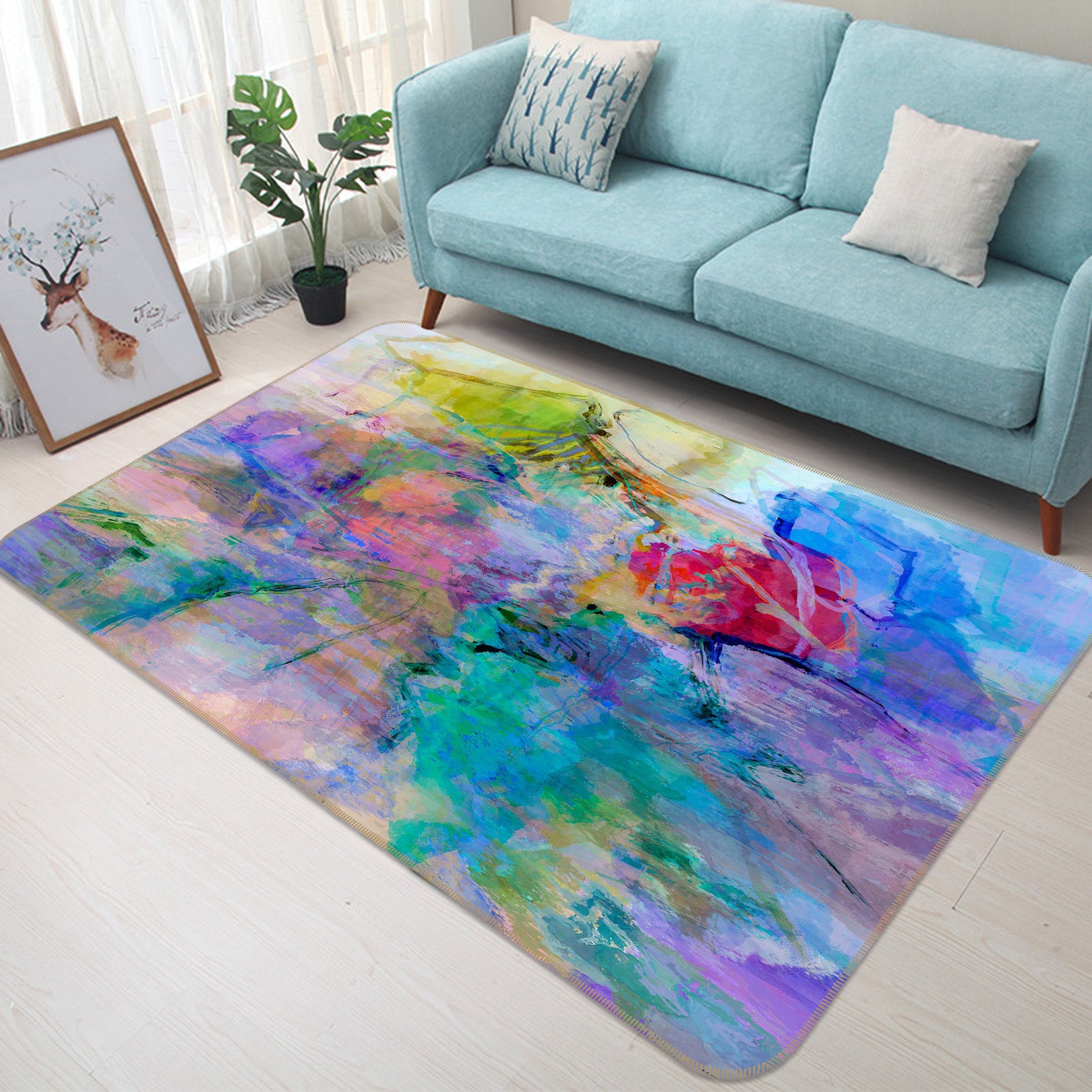 3D Blue Painting 122 Michael Tienhaara Rug Non Slip Rug Mat