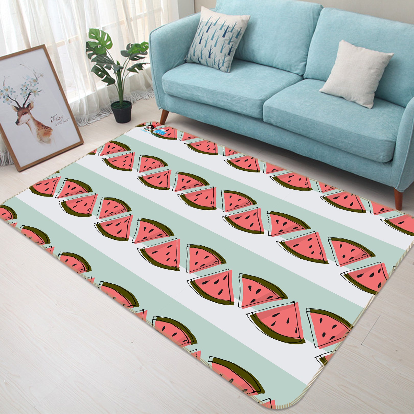 3D Watermelon Pattern 107123 Kashmira Jayaprakash Rug Non Slip Rug Mat