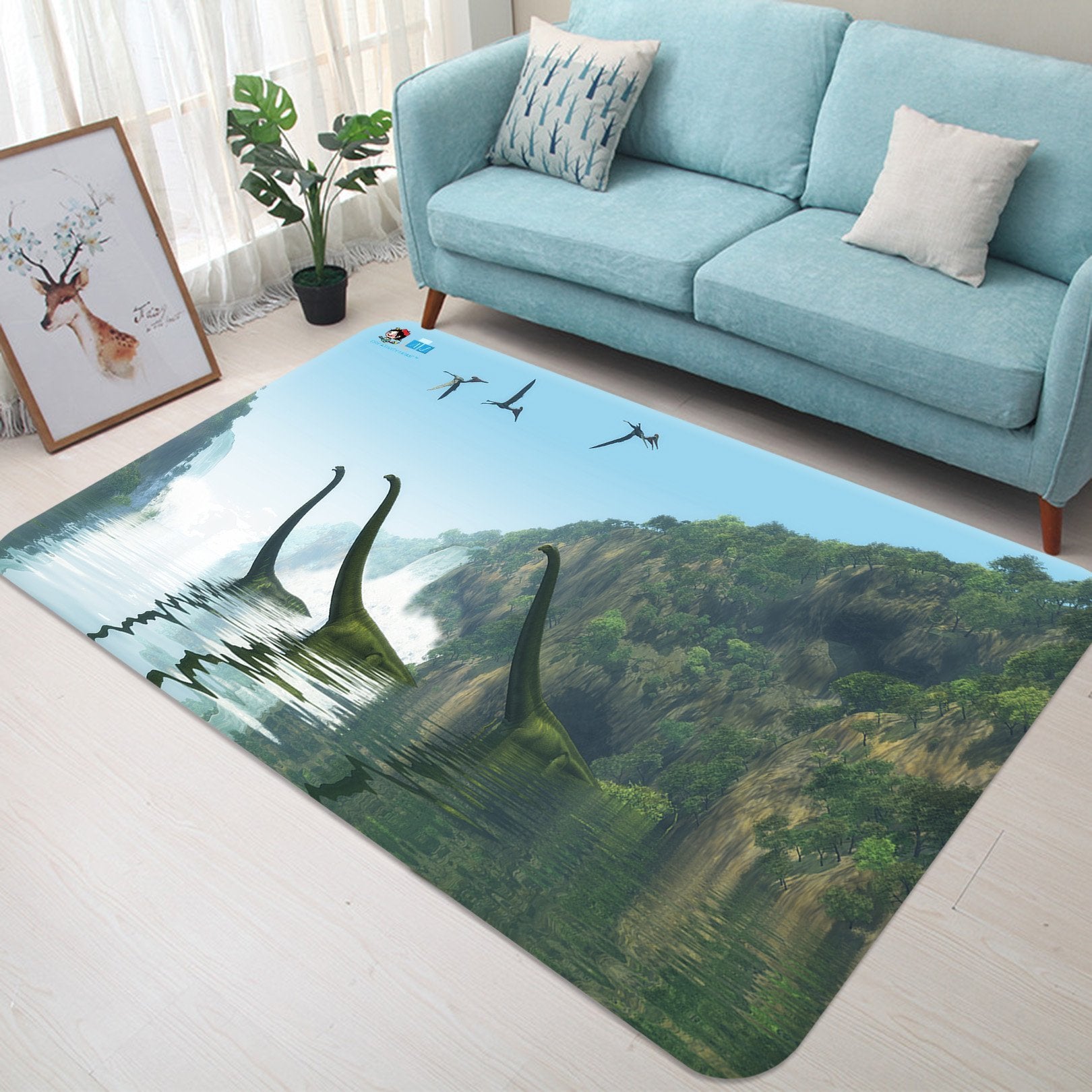 3D Cross TheRiver Brontosaurus 54 Non Slip Rug Mat Mat AJ Creativity Home 