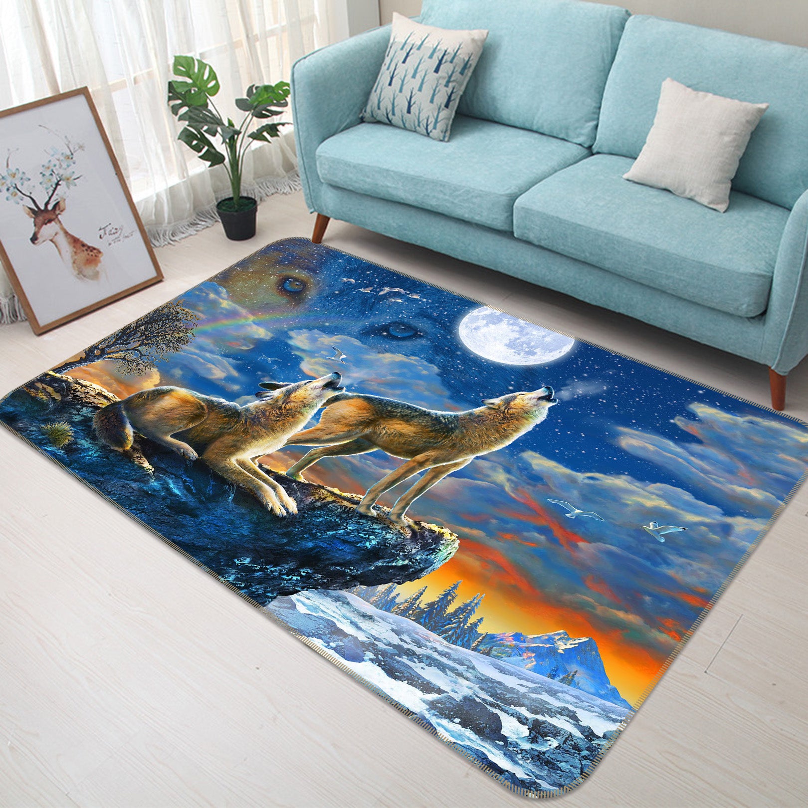 3D Wolverine At Night 1079 Adrian Chesterman Rug Non Slip Rug Mat