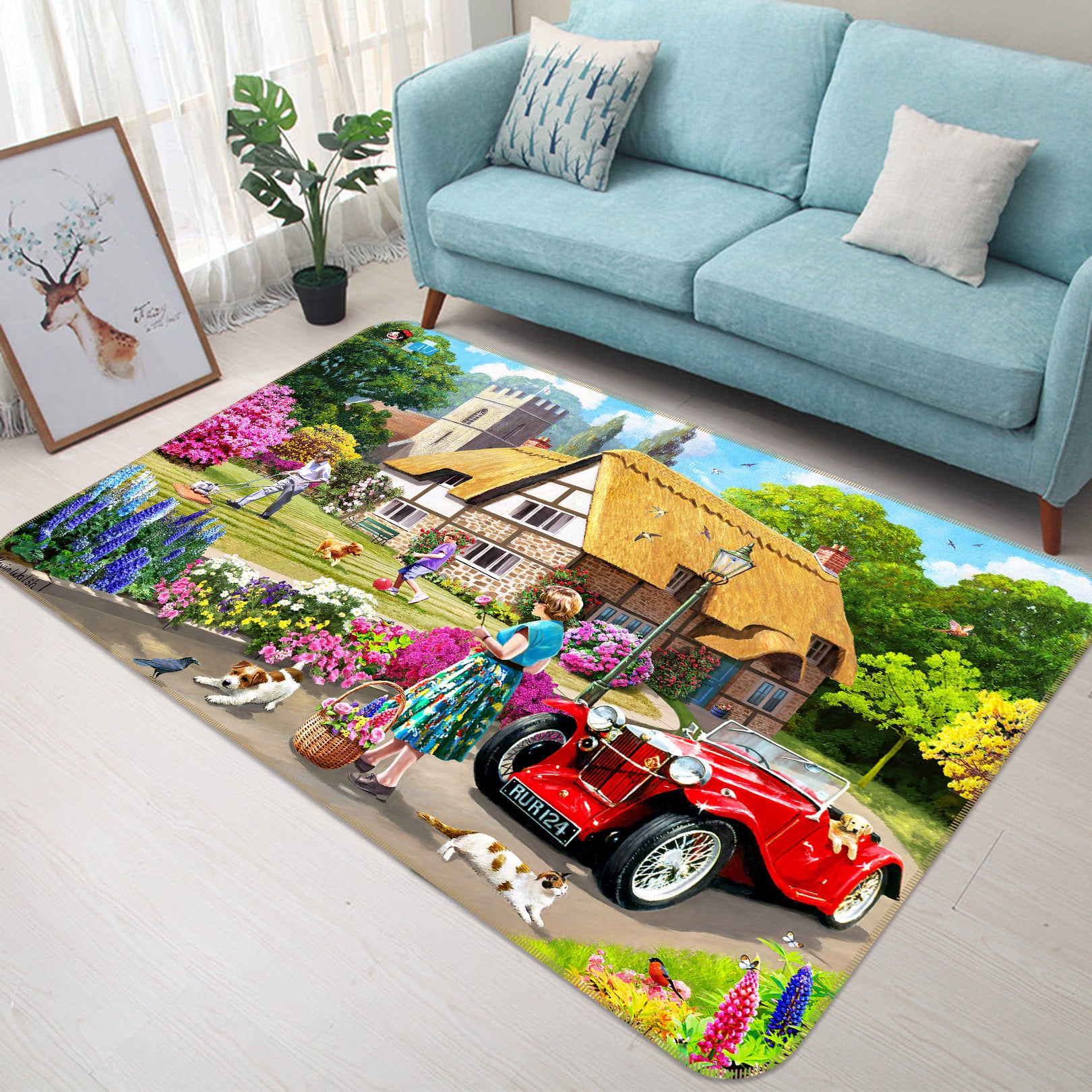 3D Harmony Town 013 Kevin Walsh Rug Non Slip Rug Mat