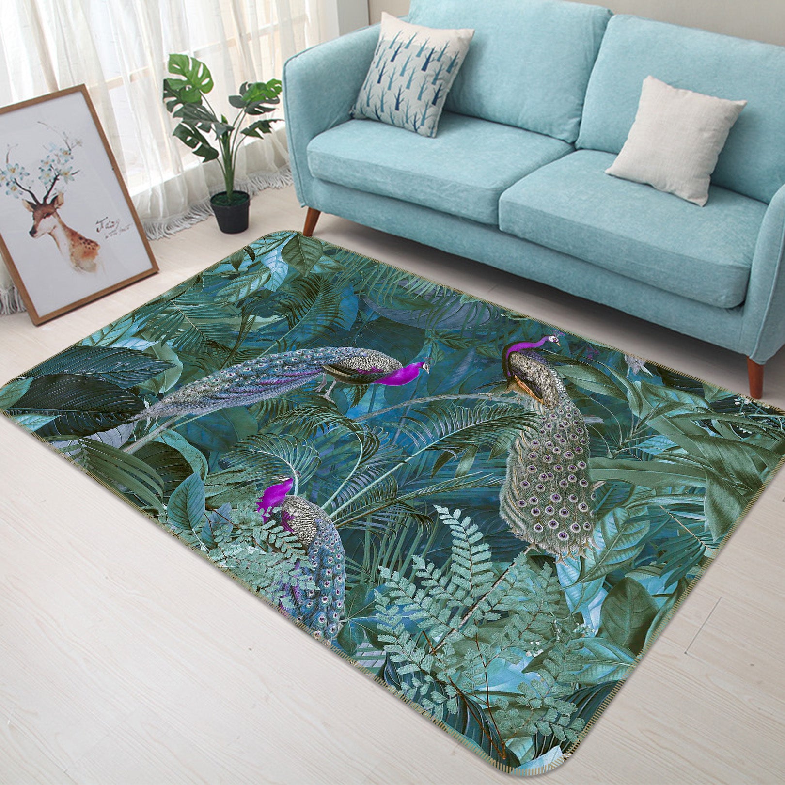 3D Peacock Forest 1008 Andrea haase Rug Non Slip Rug Mat