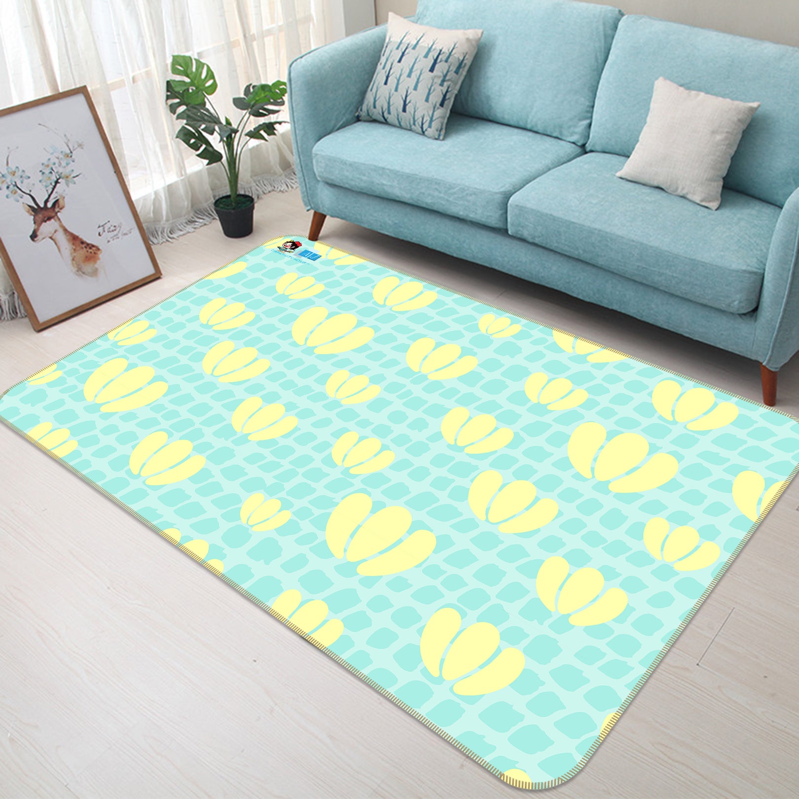 3D Yellow Petals 107113 Kashmira Jayaprakash Rug Non Slip Rug Mat