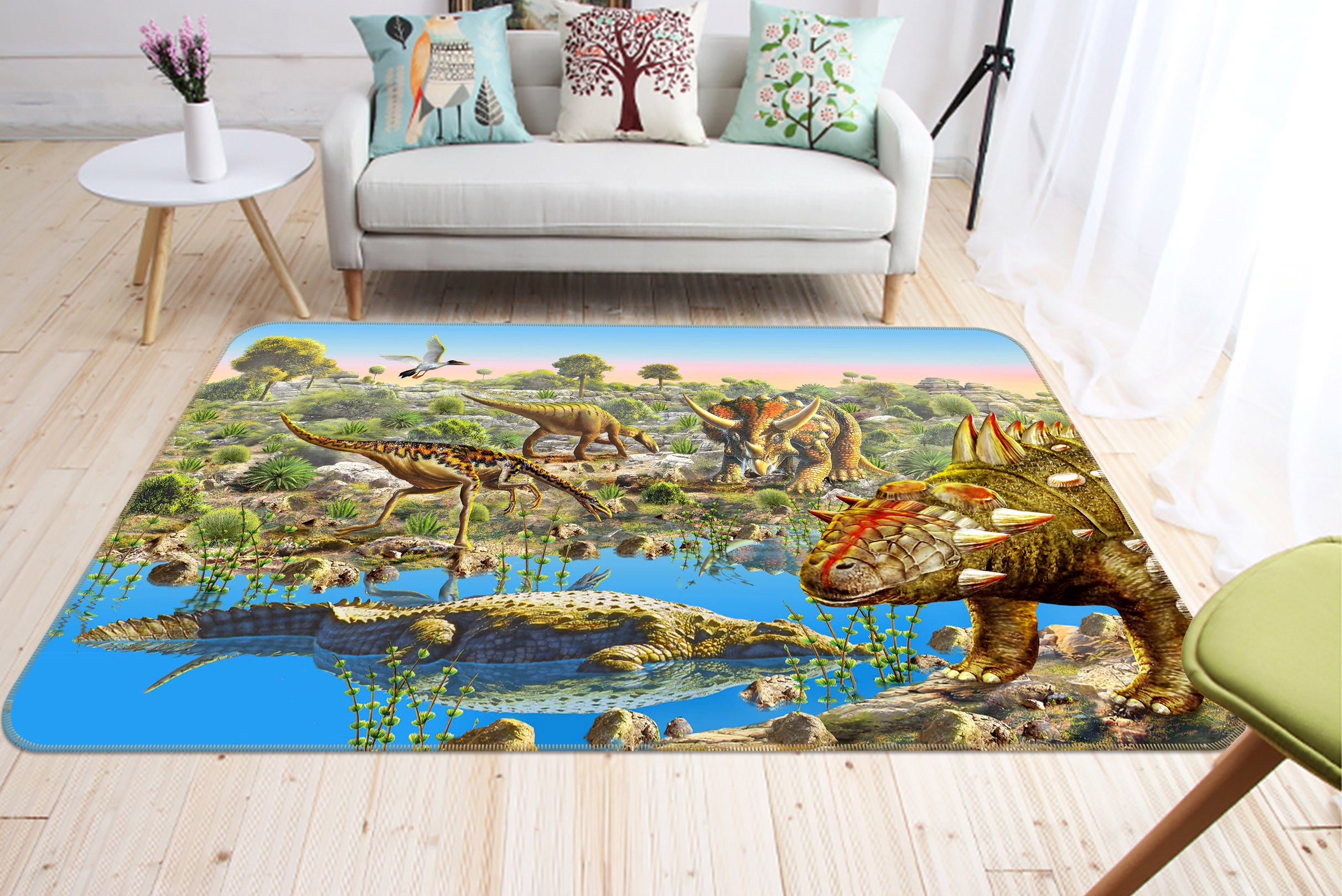 3D Dinosaur Kingdom 1052 Adrian Chesterman Rug Non Slip Rug Mat