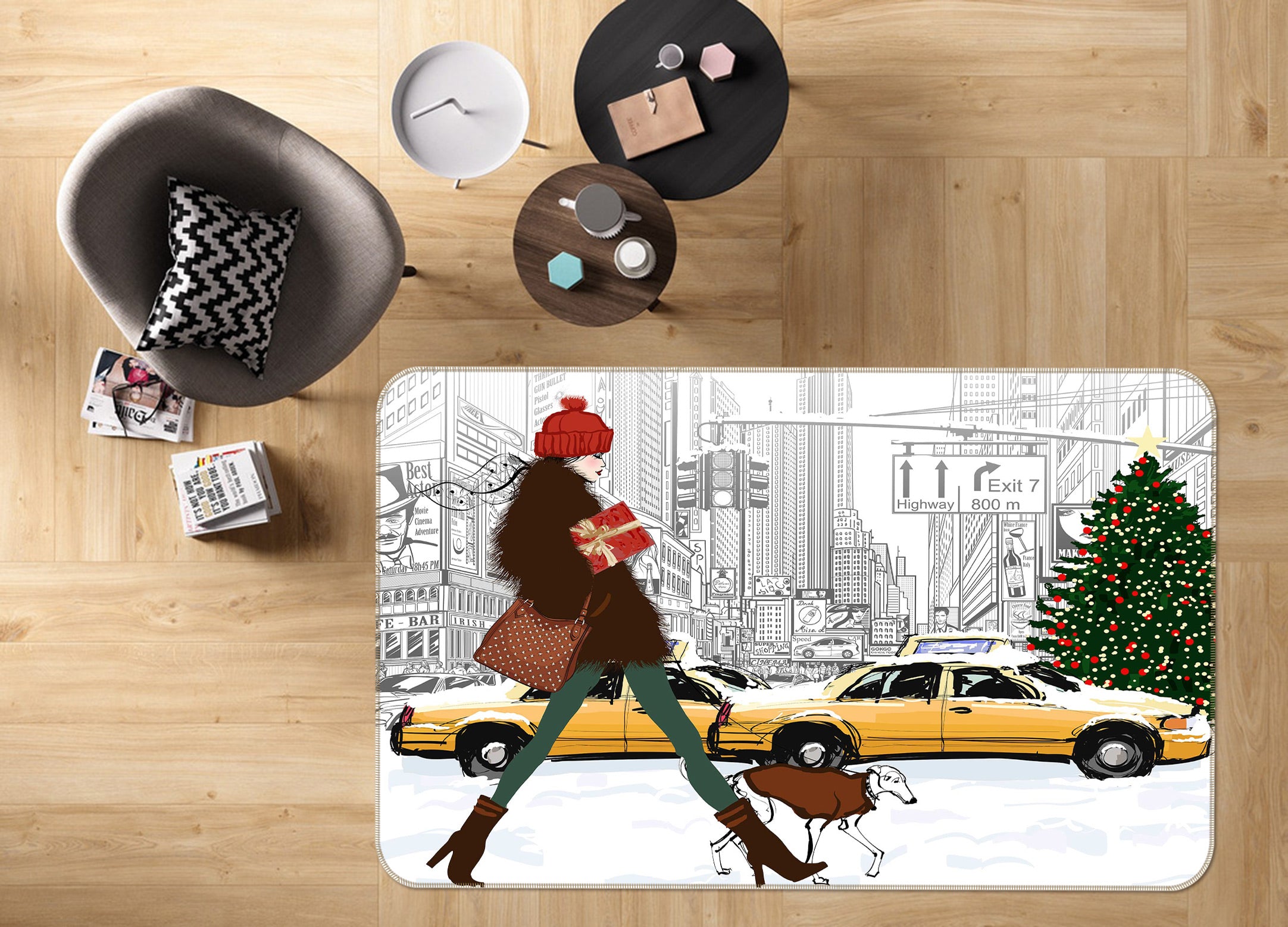 3D Puppy Car 1036 Non Slip Rug Mat