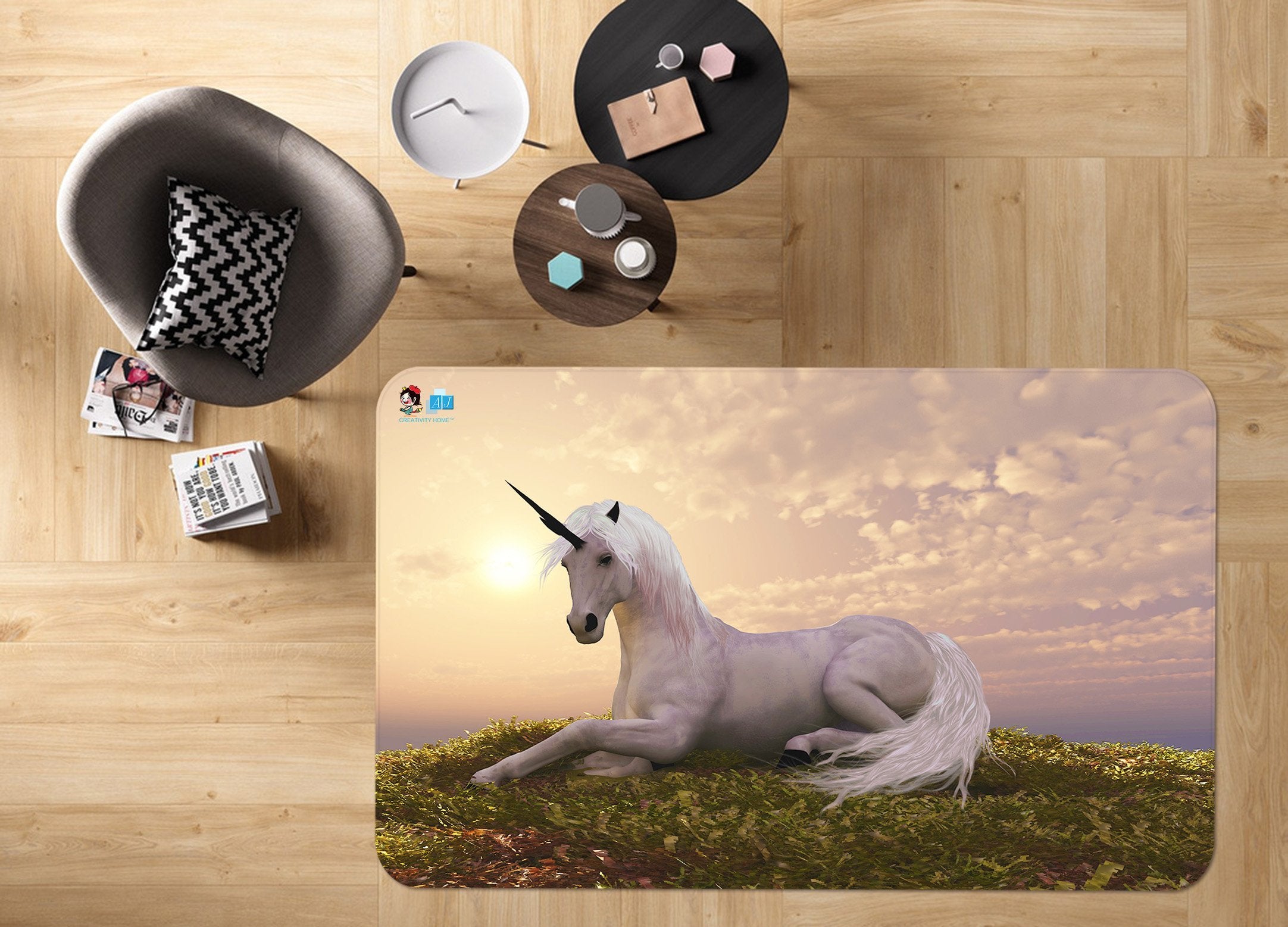 3D Leisurely Unicorn 31 Non Slip Rug Mat Mat AJ Creativity Home 