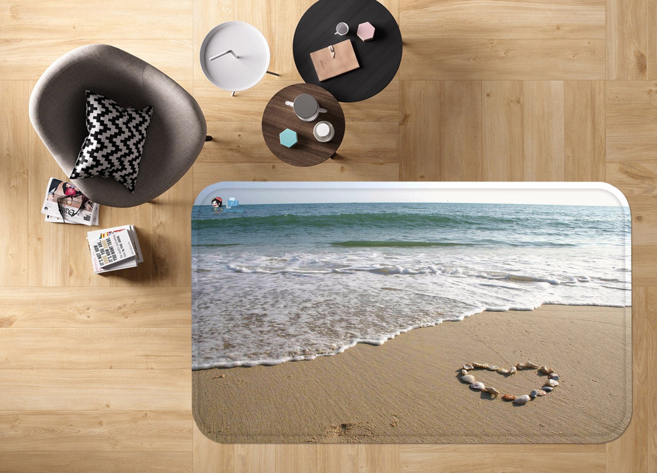 3D Beach Heart Shape 19 Non Slip Rug Mat Mat AJ Creativity Home 